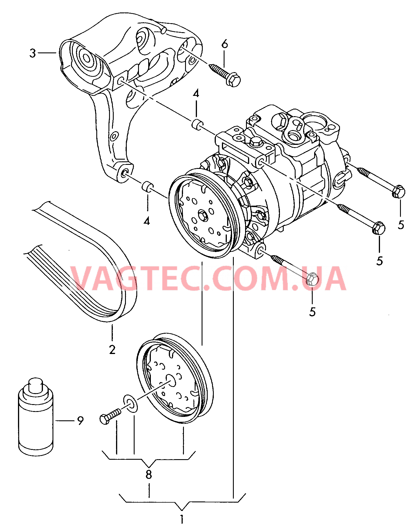Компрессор климатической уст. Детали соединительные и крепежные для компрессора  для VOLKSWAGEN Touran 2007