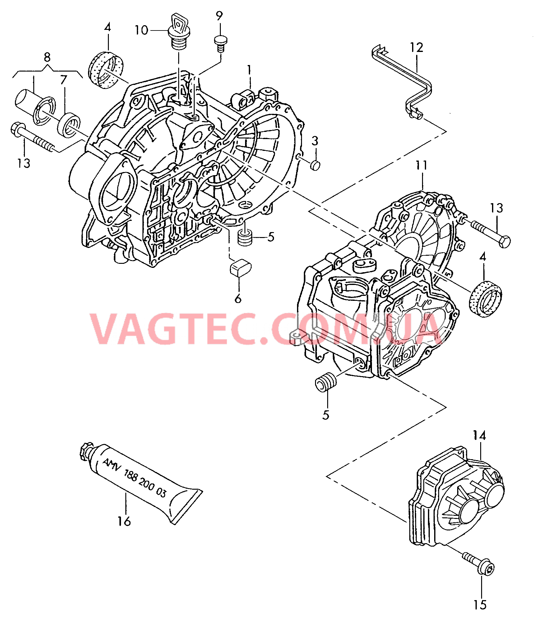 Картер коробки передач для 6-ступен. механической КП  для AUDI A3 2004