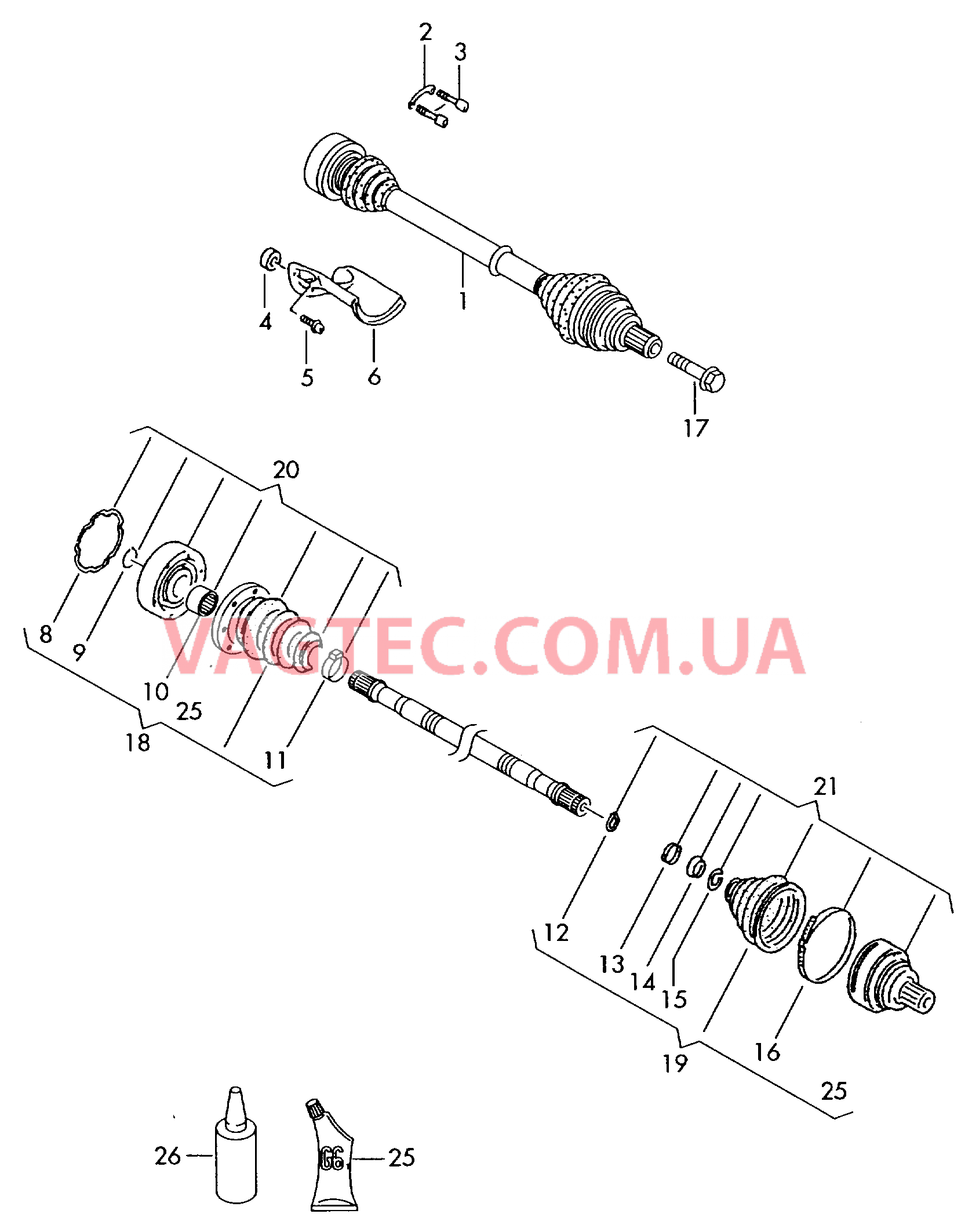 Приводной вал для 5-ступ. механической КП  для SKODA Octavia 2004-1