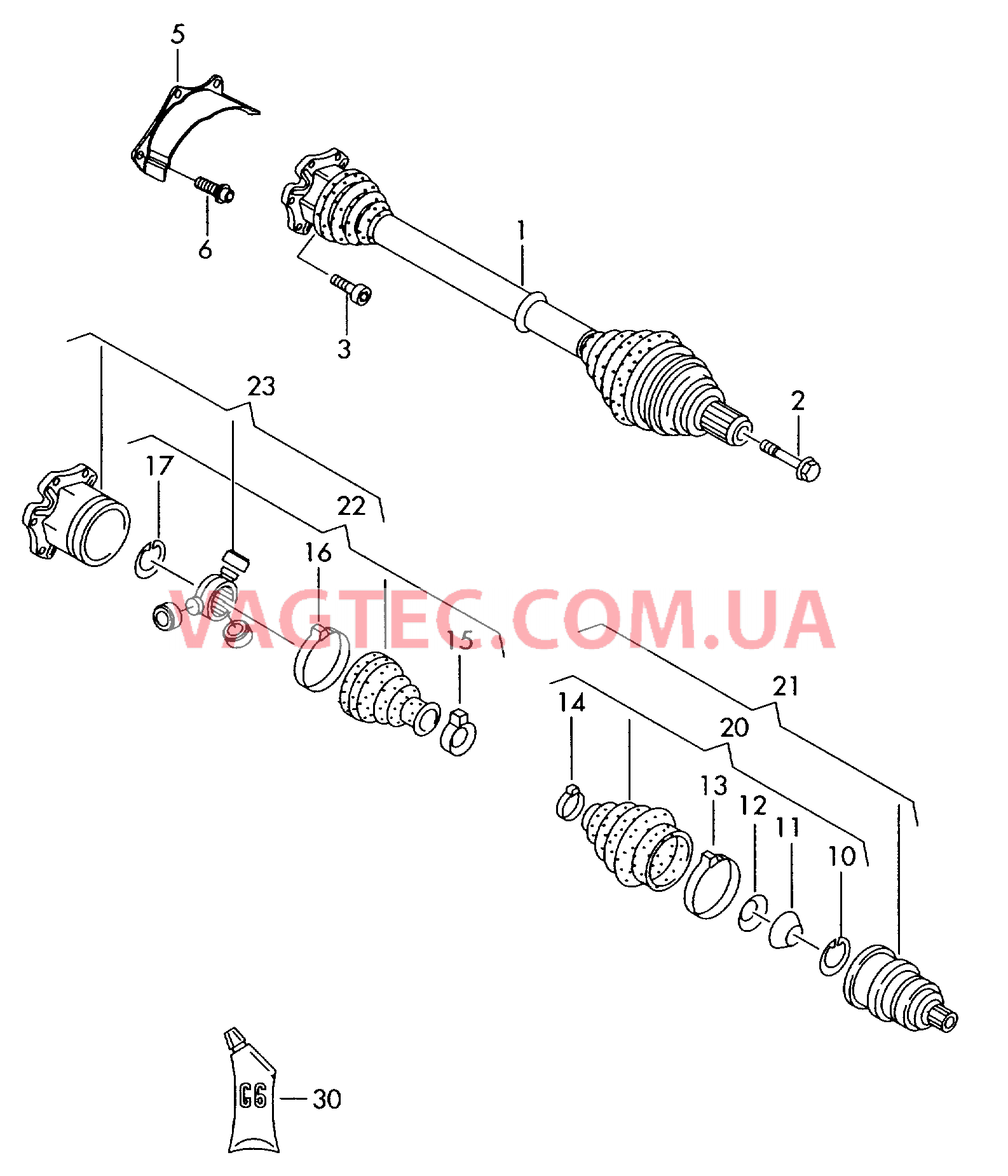 Приводной вал 6-ступенчатая КП DSG F             >> 8Р-7-084 000* для AUDI A3 2006