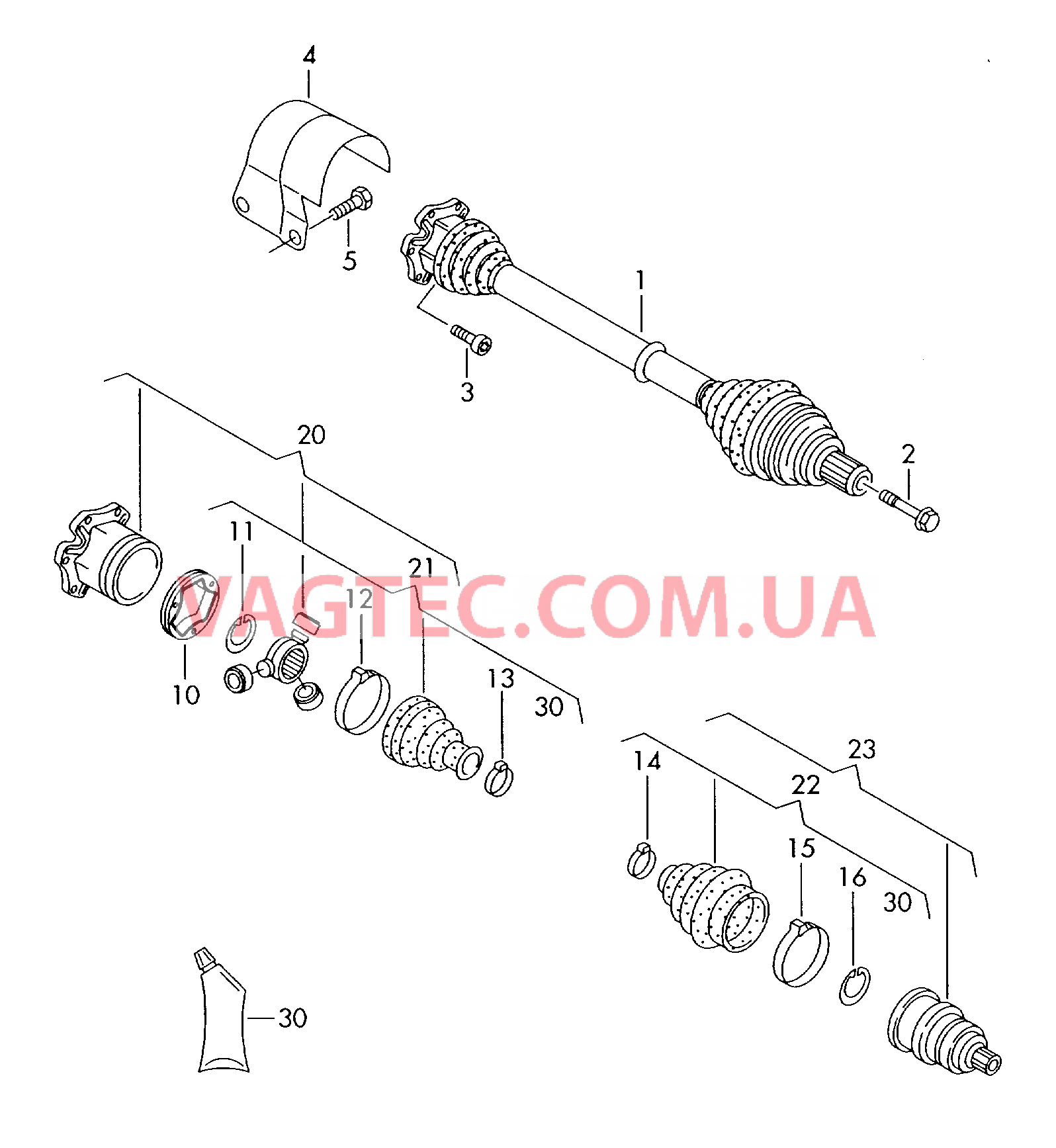 Приводной вал для 6-ступенчатой АКП  для VOLKSWAGEN Jetta 2009-1