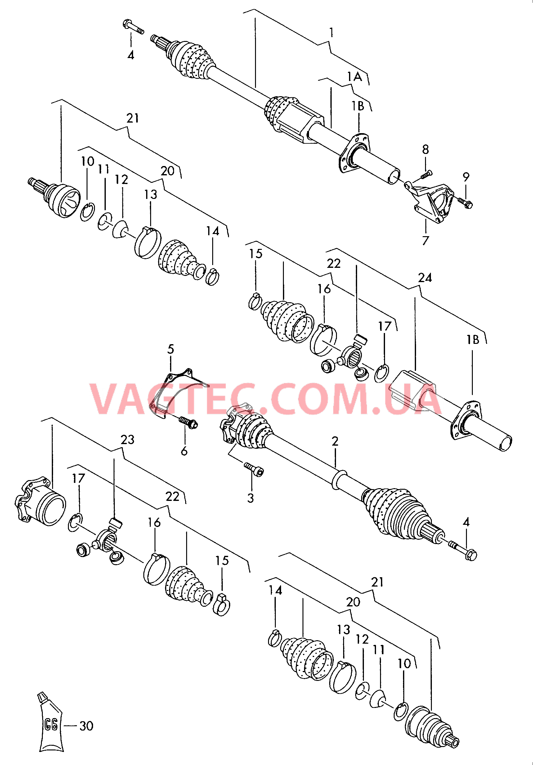 Приводной вал для 6-ступенчатой АКП   F 8Р-5A072 501>>* F 8Р-5B001 001>>* для AUDI A3 2004