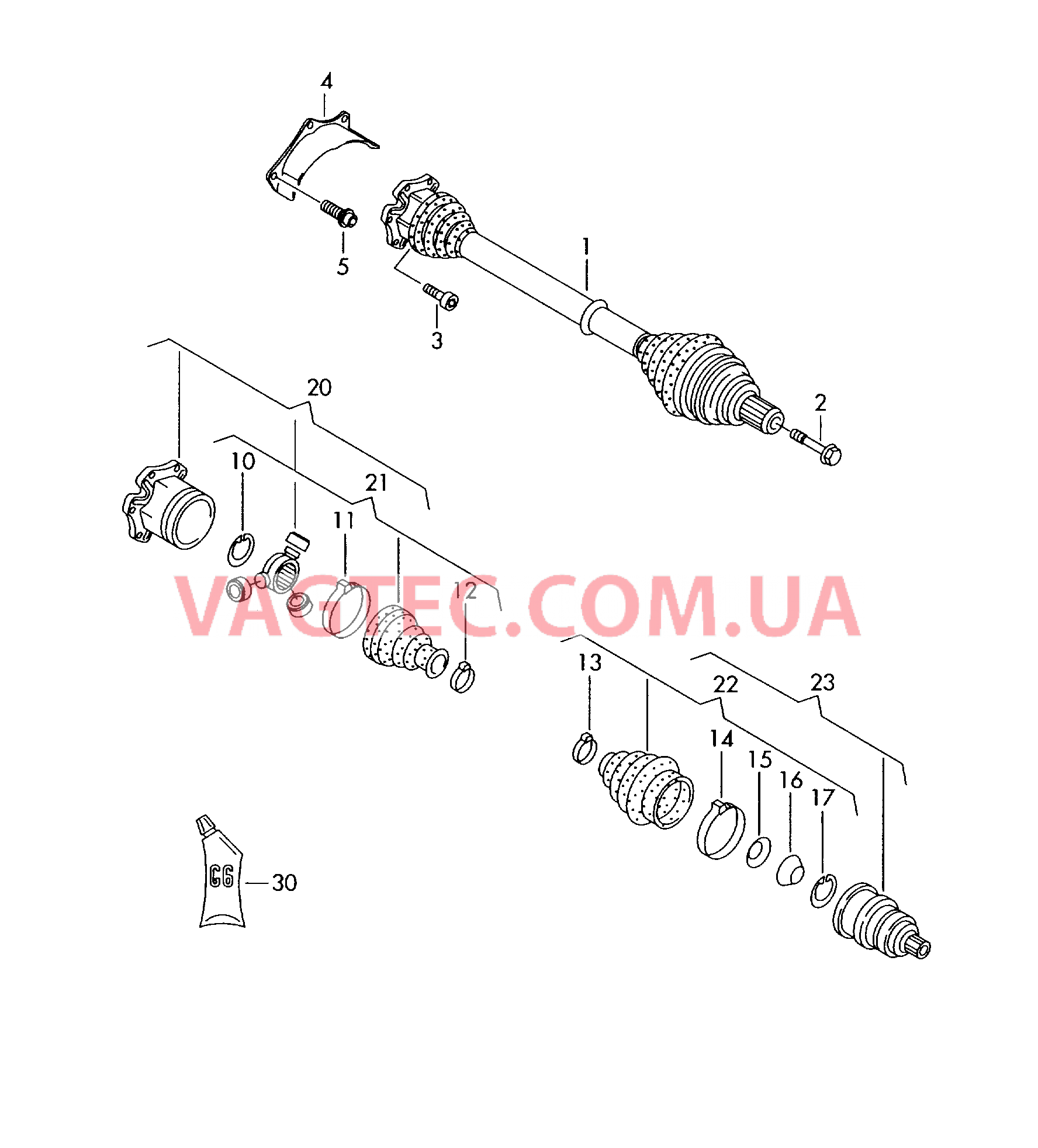 Приводной вал для 6-ступенчатой АКП  для VOLKSWAGEN Jetta 2006-1