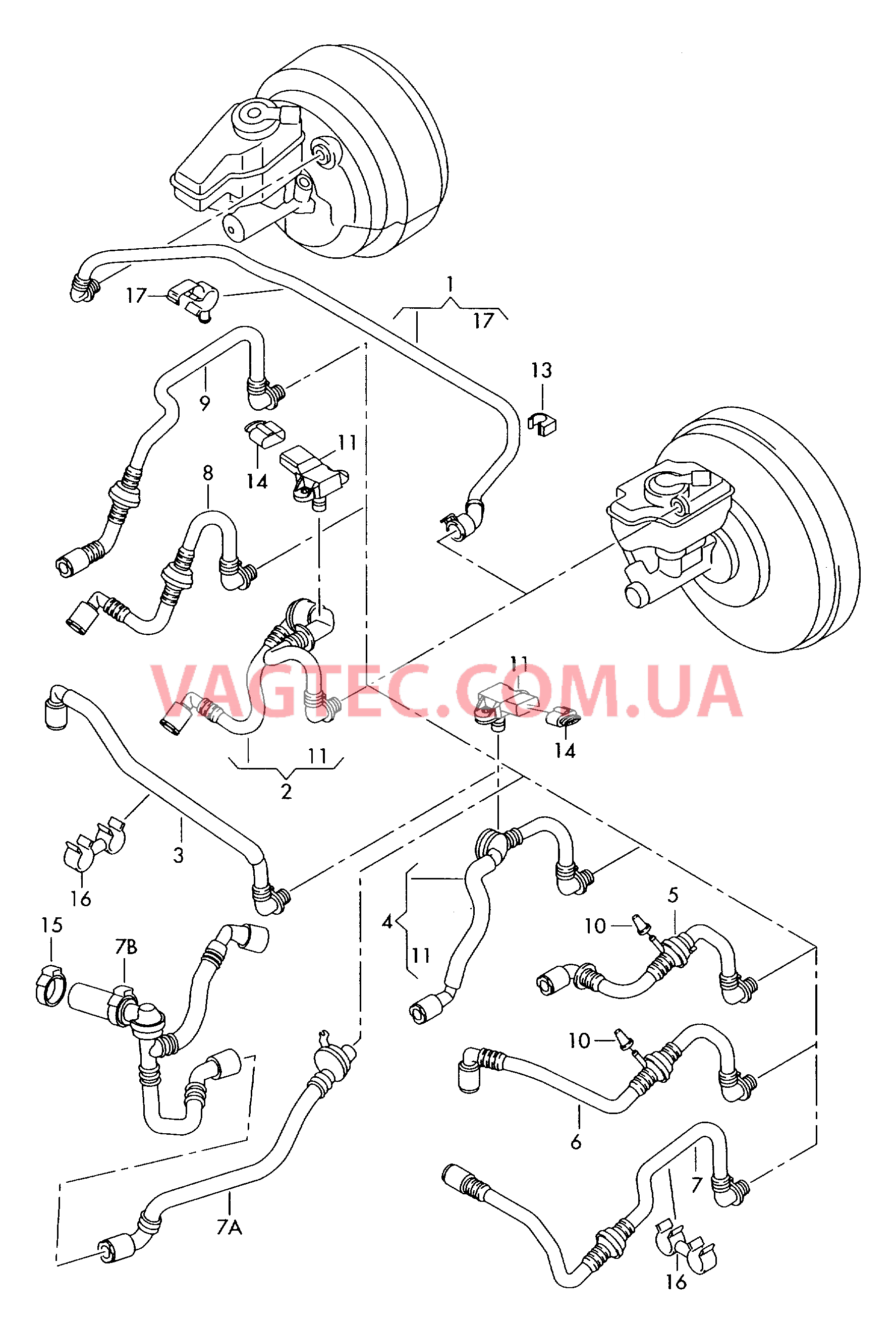 Вакуумные шланги для усилителя тормозного привода  для VOLKSWAGEN GOLF 2005-2