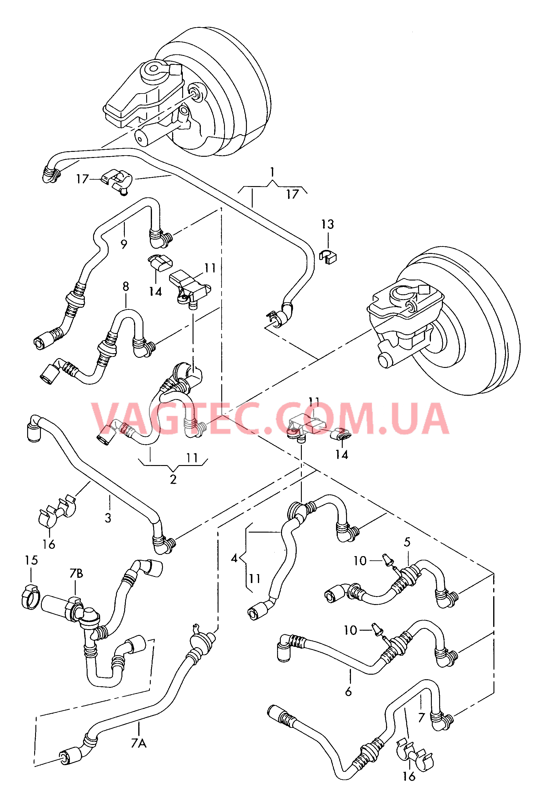 Вакуумные шланги для усилителя тормозного привода  для AUDI A3 2007