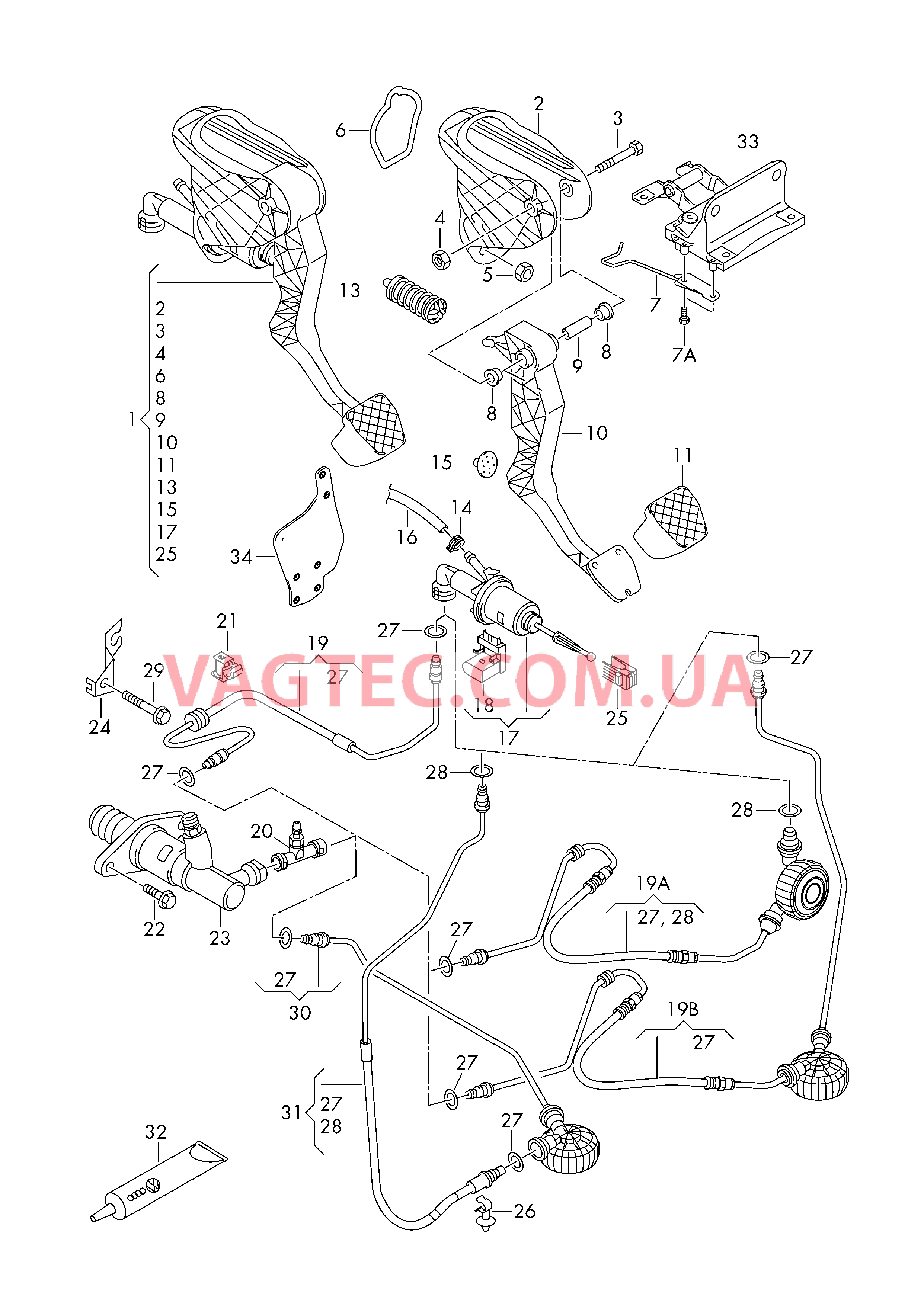 Педаль сцепления в сборе  для VOLKSWAGEN Caddy 2011-1