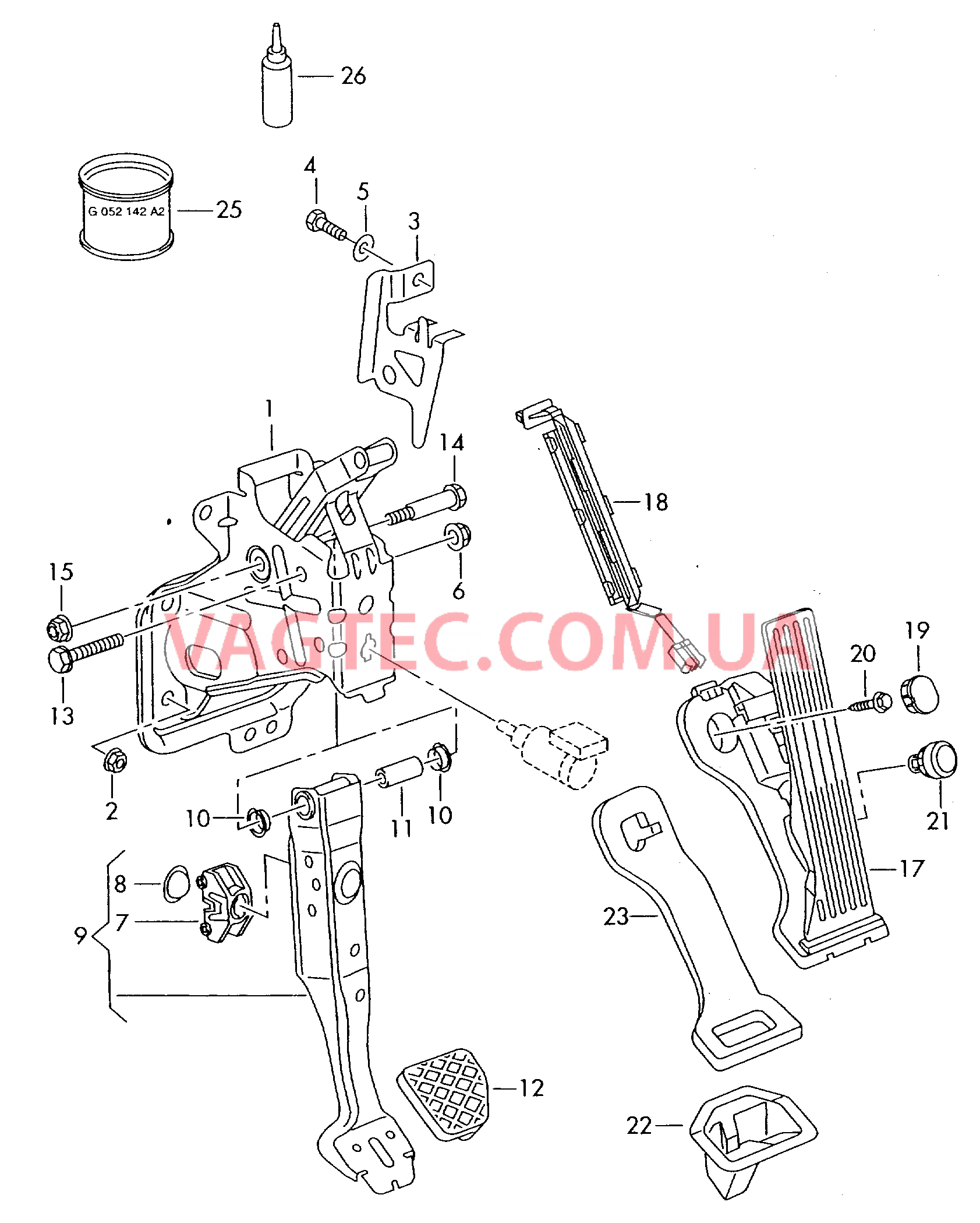 Педали тормоза и акселератора  F             >> 1F-7-060 000* для VOLKSWAGEN EOS 2007