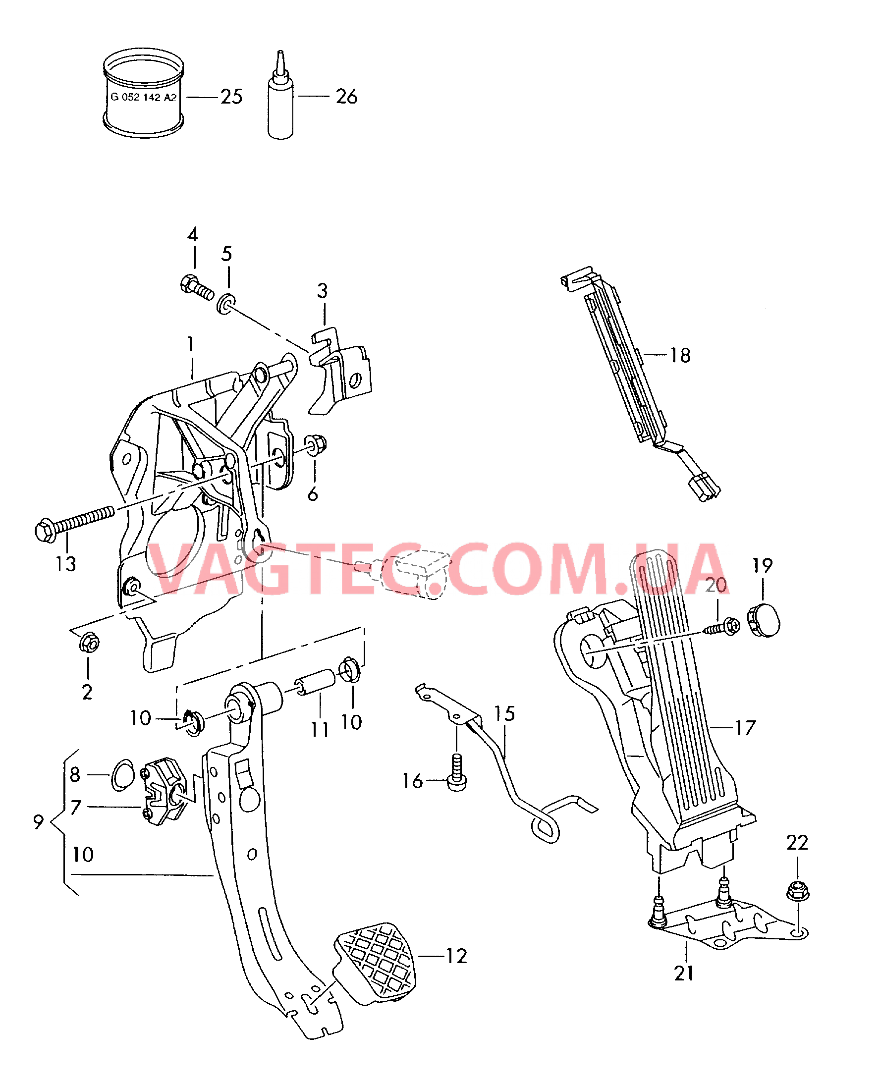 Педали тормоза и акселератора  для VOLKSWAGEN Touran 2005