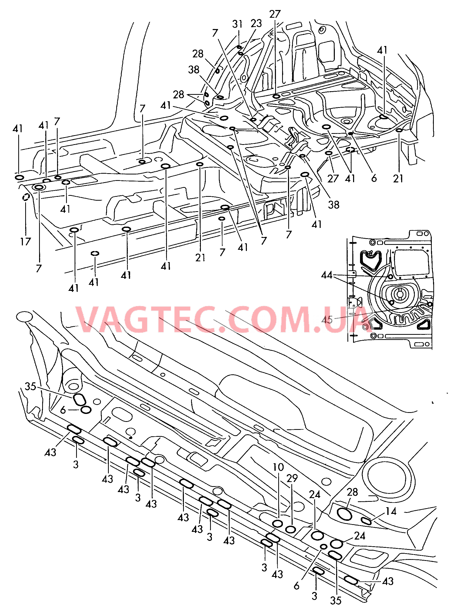 Заглушки для пола  для VOLKSWAGEN GOLF 2009-2