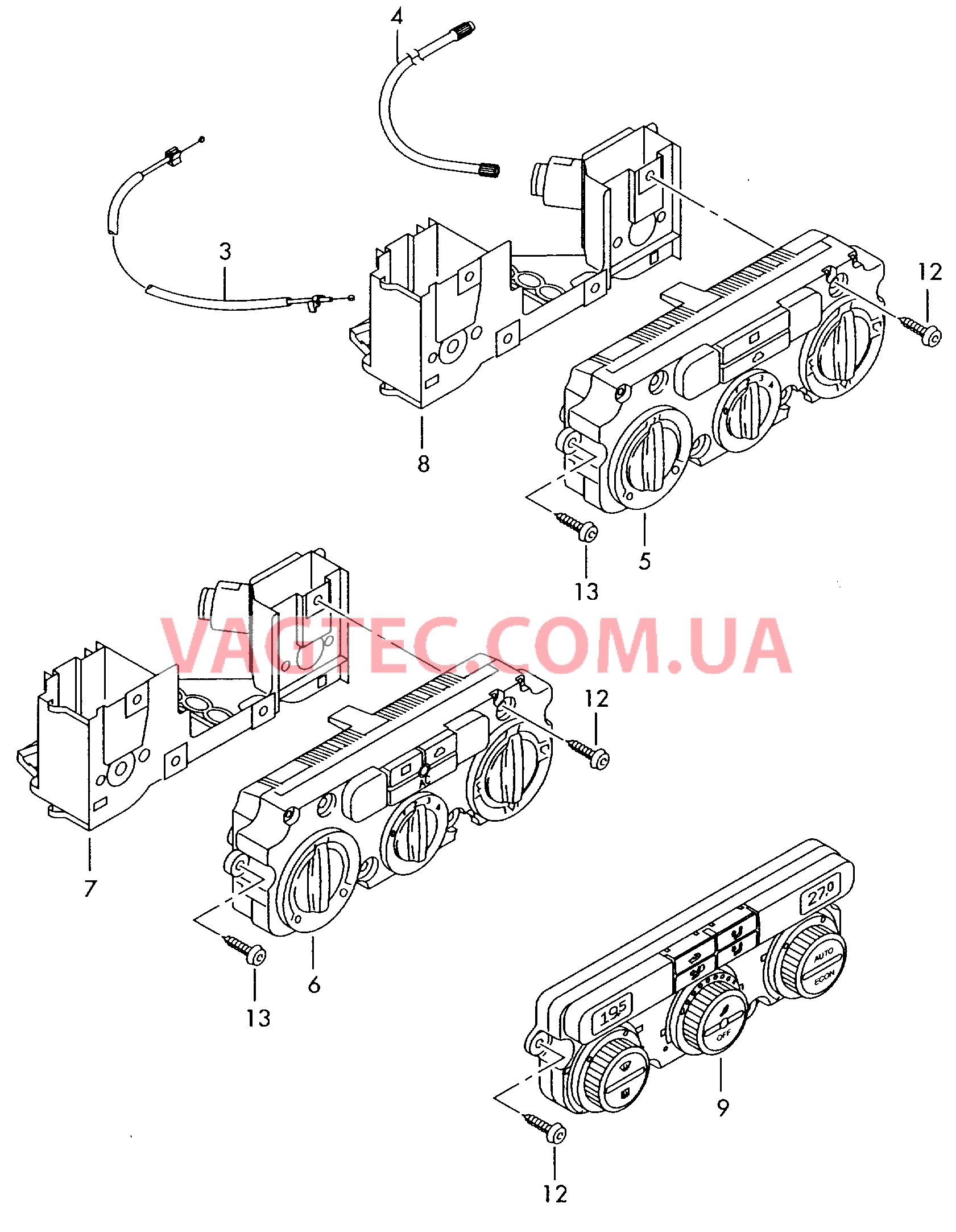 Регулировка подачи свежего и теплого воздуха  для SKODA Octavia 2006-1