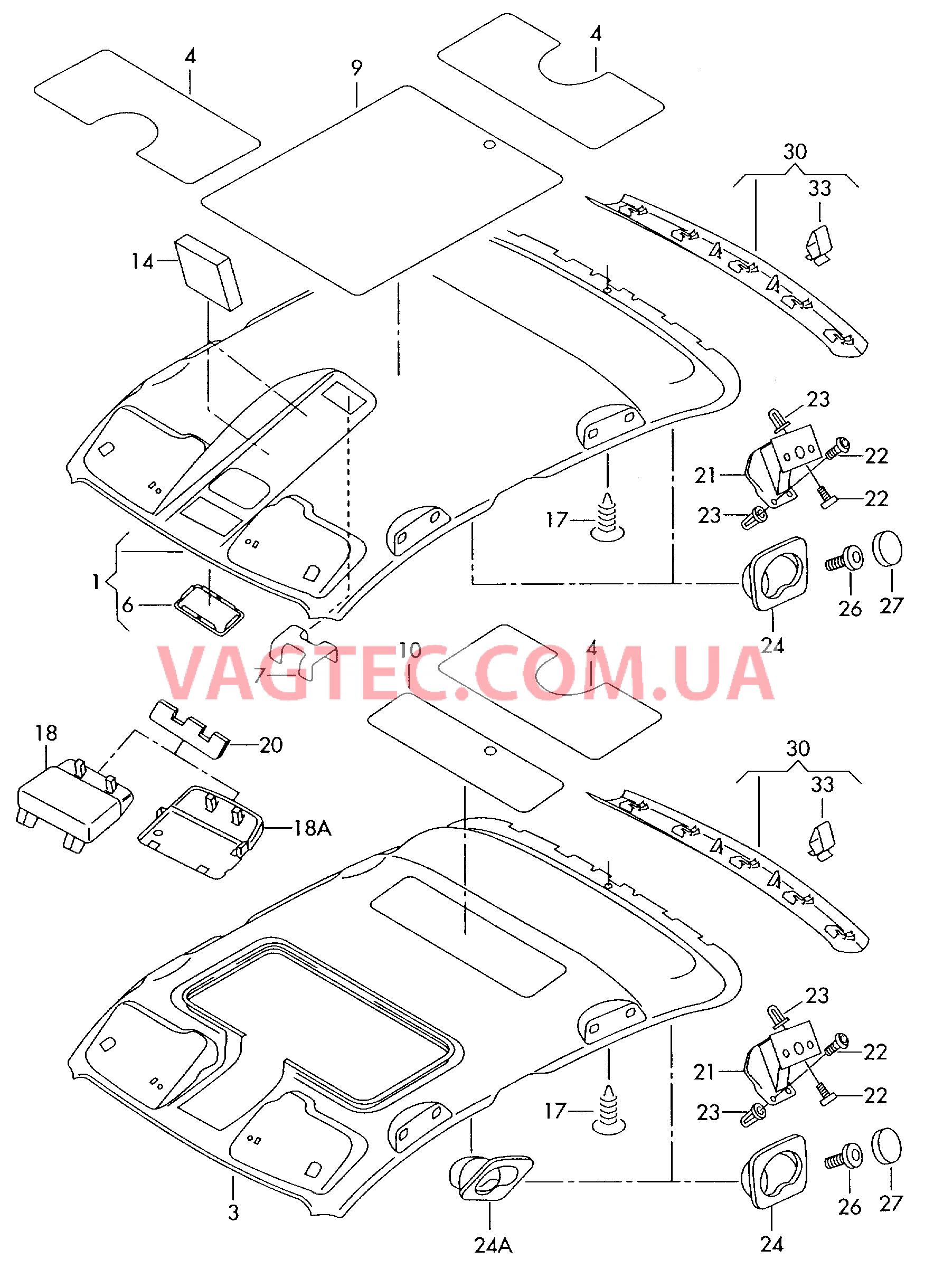 Обивка крыши  для SKODA Octavia 2005-1