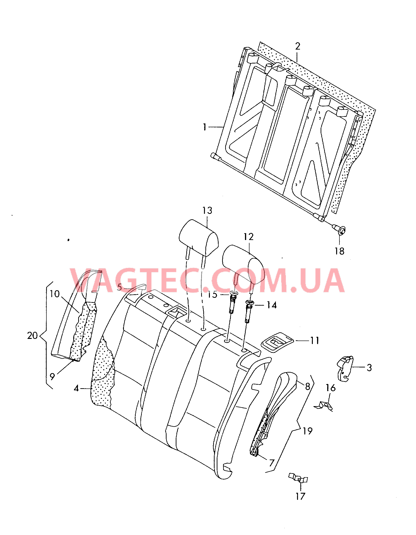 Cпинка  F 1Z-62207 293>>* F 1Z-68079 880>>* для SKODA Octavia 2007-1