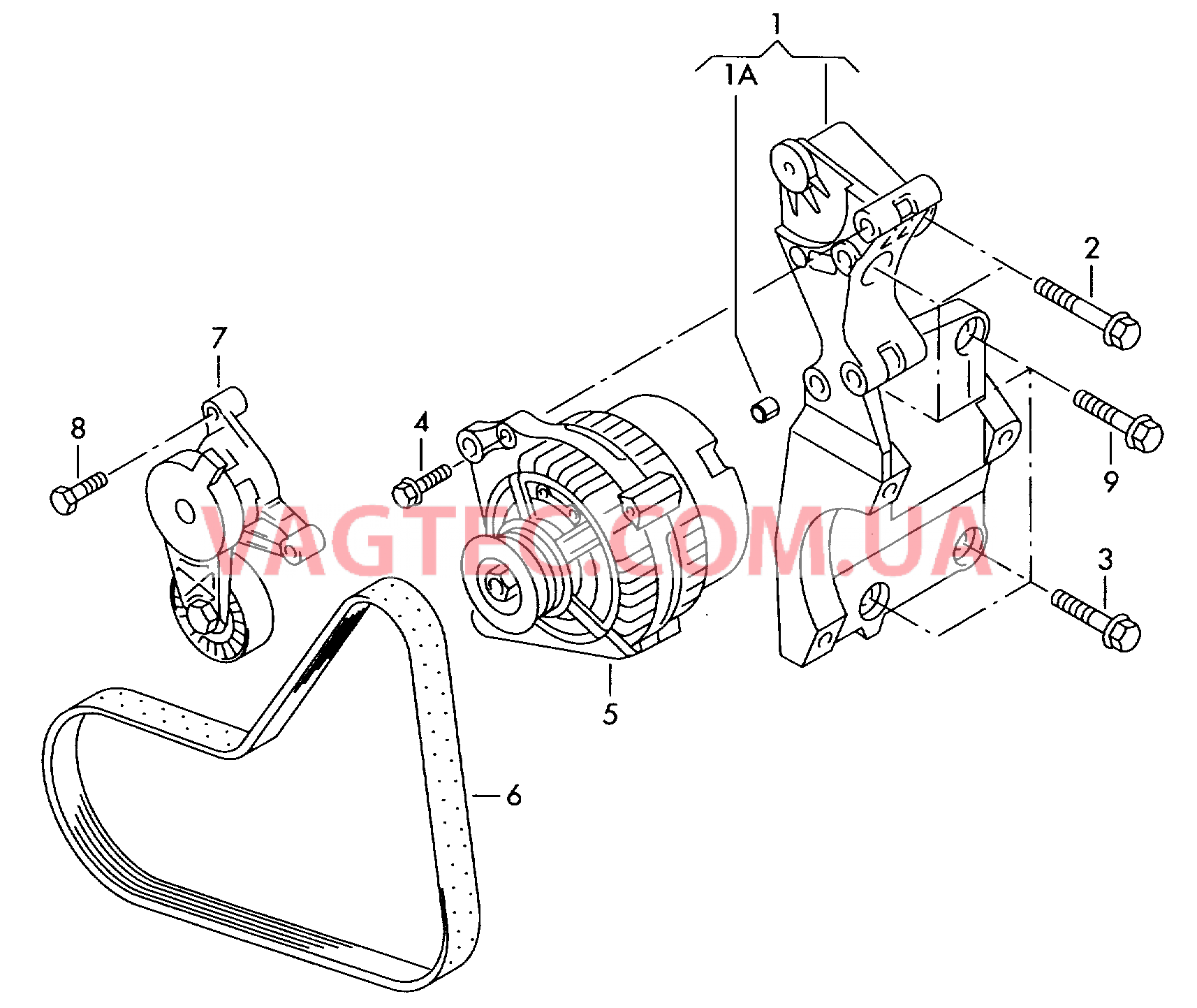 Детали подключения и крепления для генератора  Поликлиновой ремень  для VOLKSWAGEN Passat 2006