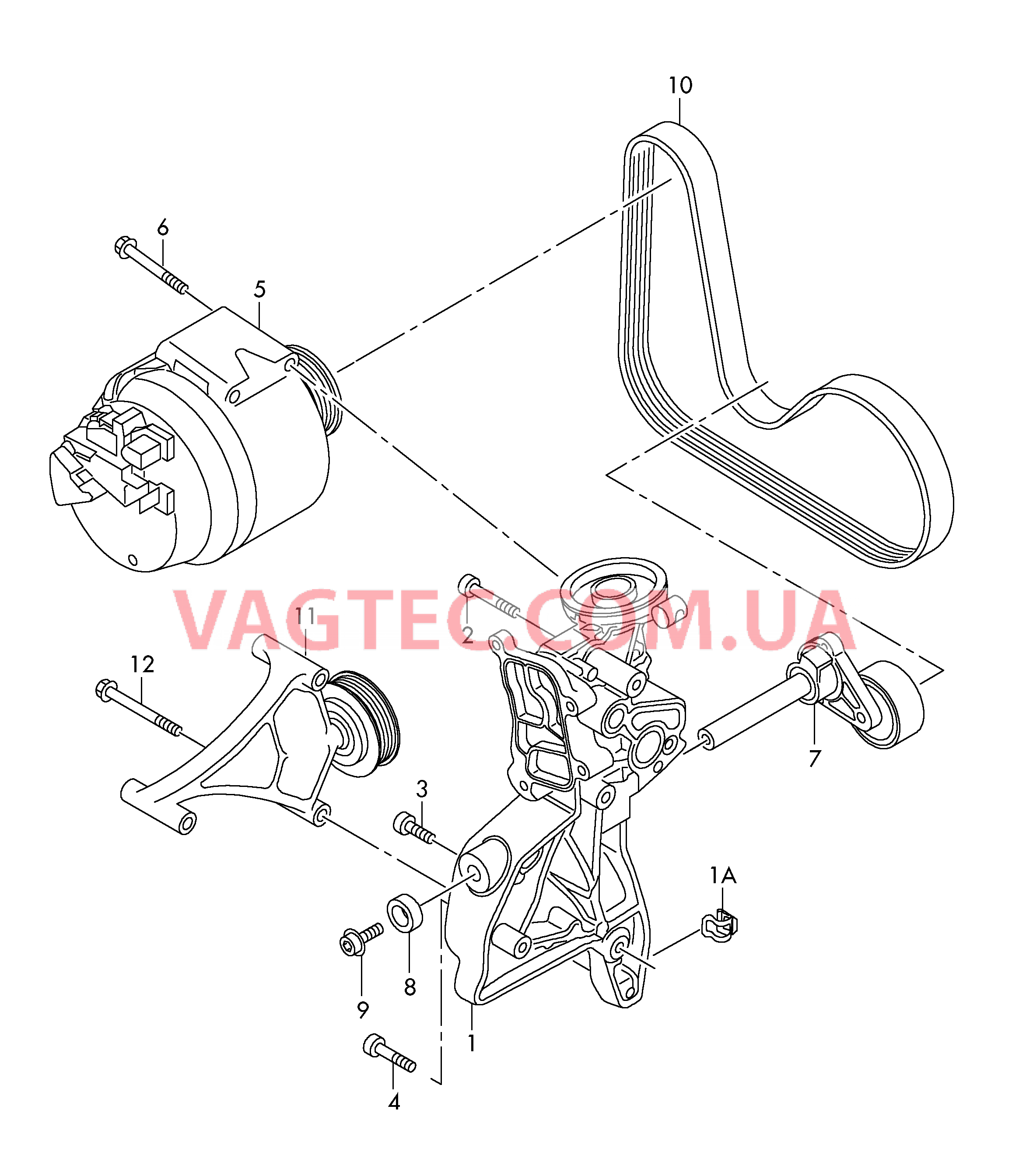 Детали подключения и крепления для генератора  Поликлиновой ремень  для SEAT Alhambra 2014
