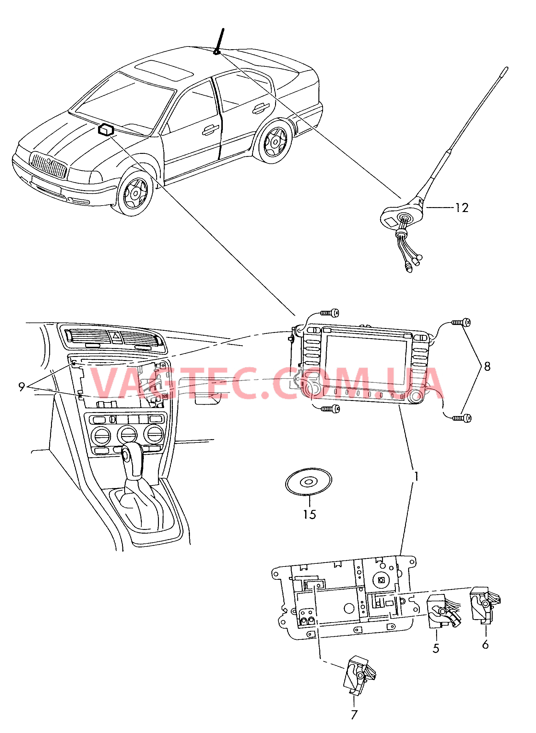 Электрические детали для системы навигации  Магнитола  для SKODA Octavia 2004-1