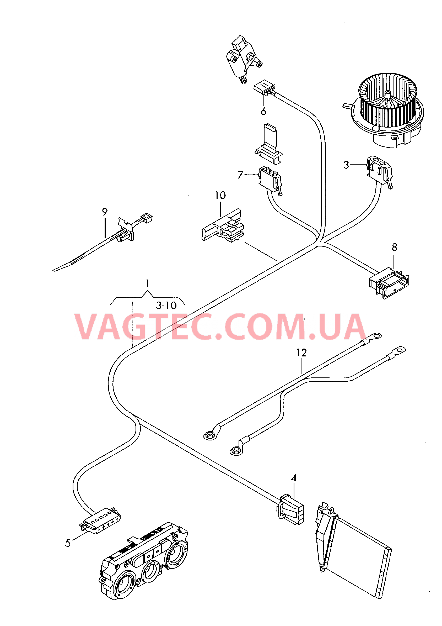 Жгут проводов устройства регулировки отопления  для VOLKSWAGEN Touran 2007