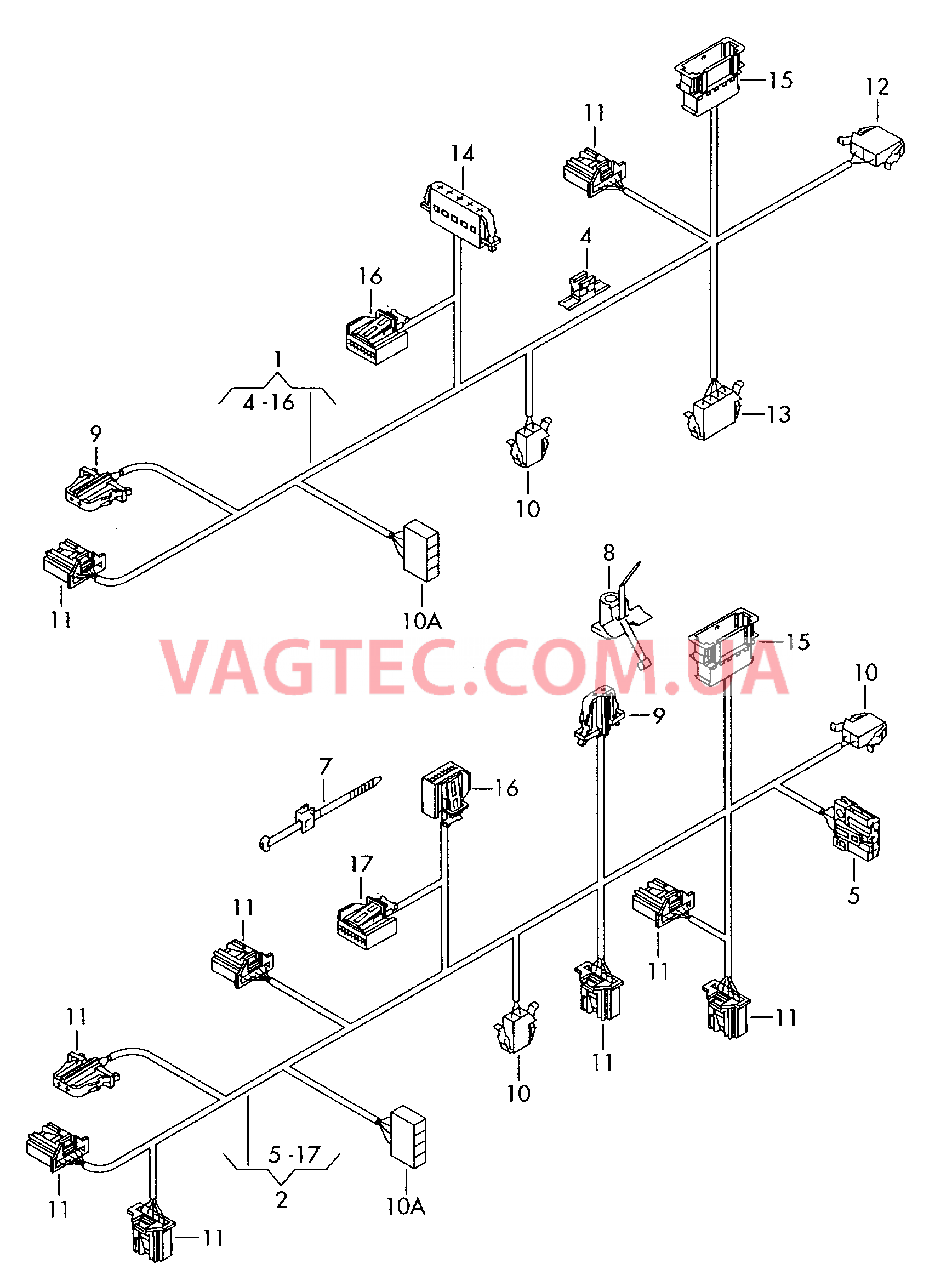 Жгут проводов климат.установк. с электронным управлением  для VOLKSWAGEN Caddy 2006