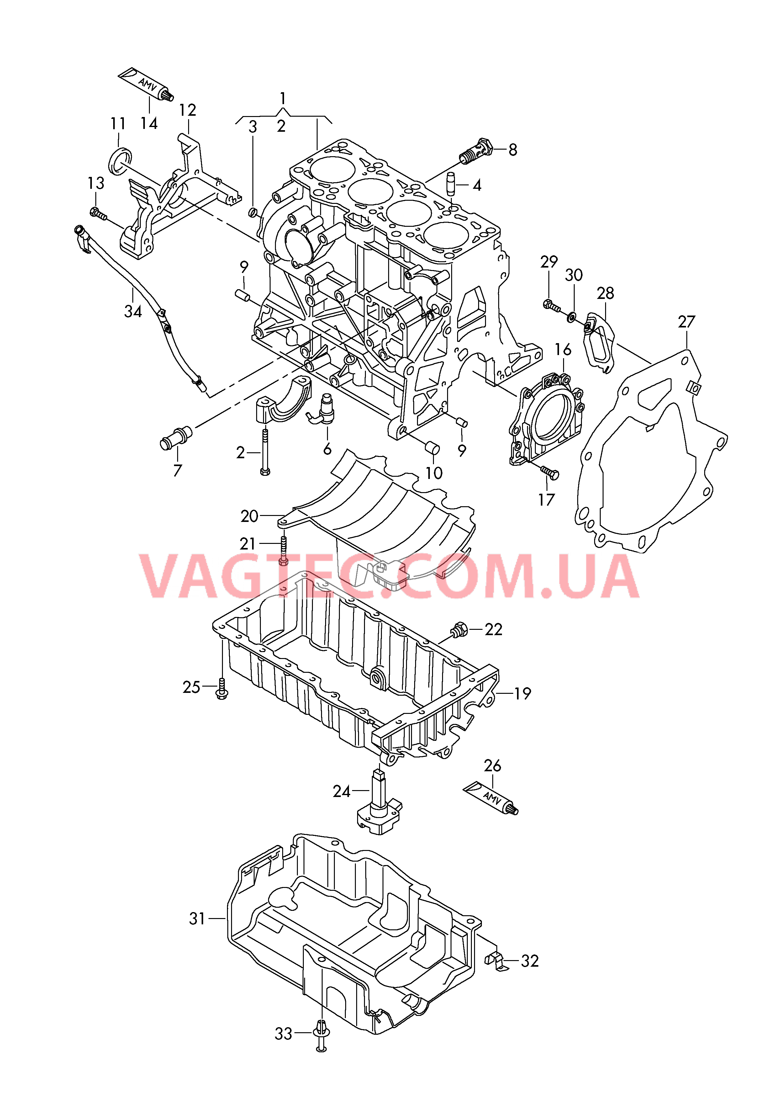 Блок цилиндров Масляный поддон  для VOLKSWAGEN GOLF 2009-2