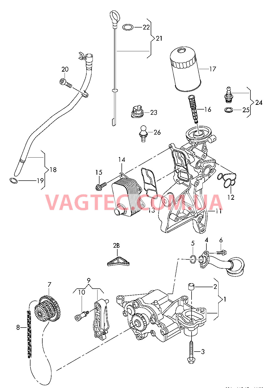 Насос, масляный Радиатор, масляный Фильтр, масляный Маслоизмерительный щуп  для SKODA Superb 2009