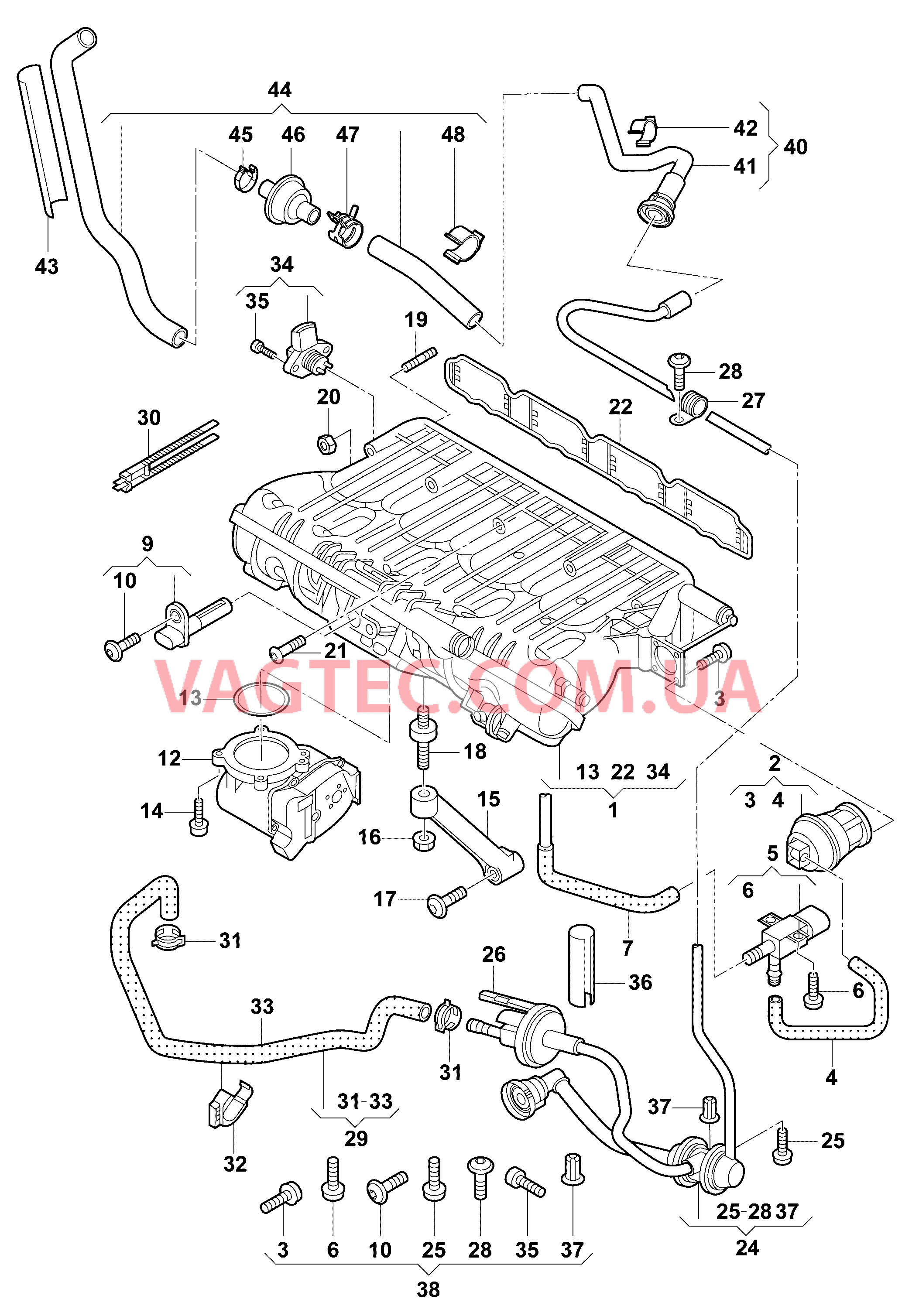 Cистема впуска воздуха Вакуумная система   F             >> 3T-9B301 360* F             >> 3T-99038 036* для SKODA Superb 2013