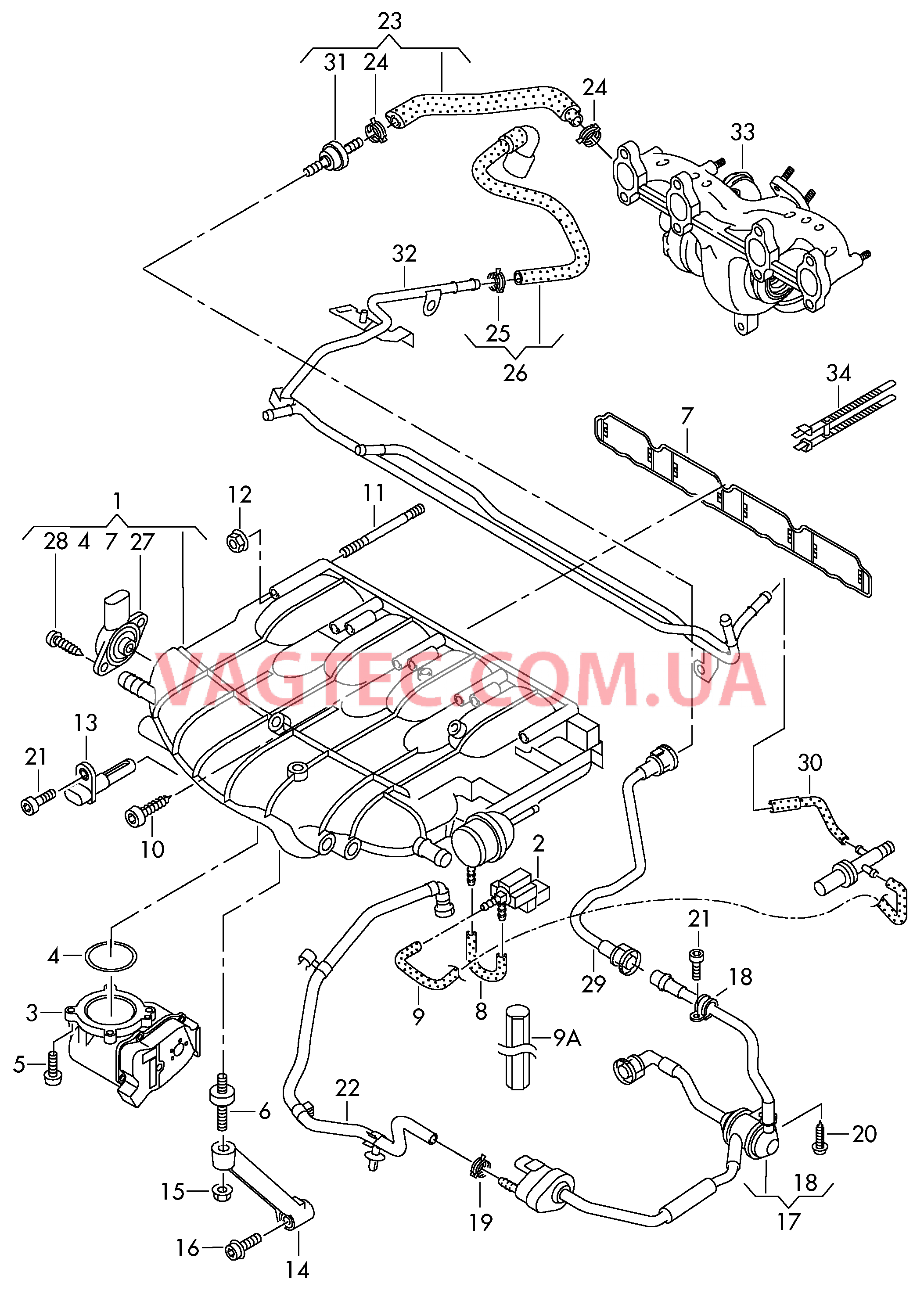 Cистема впуска воздуха Вакуумная система  для VOLKSWAGEN GOLF 2009-2