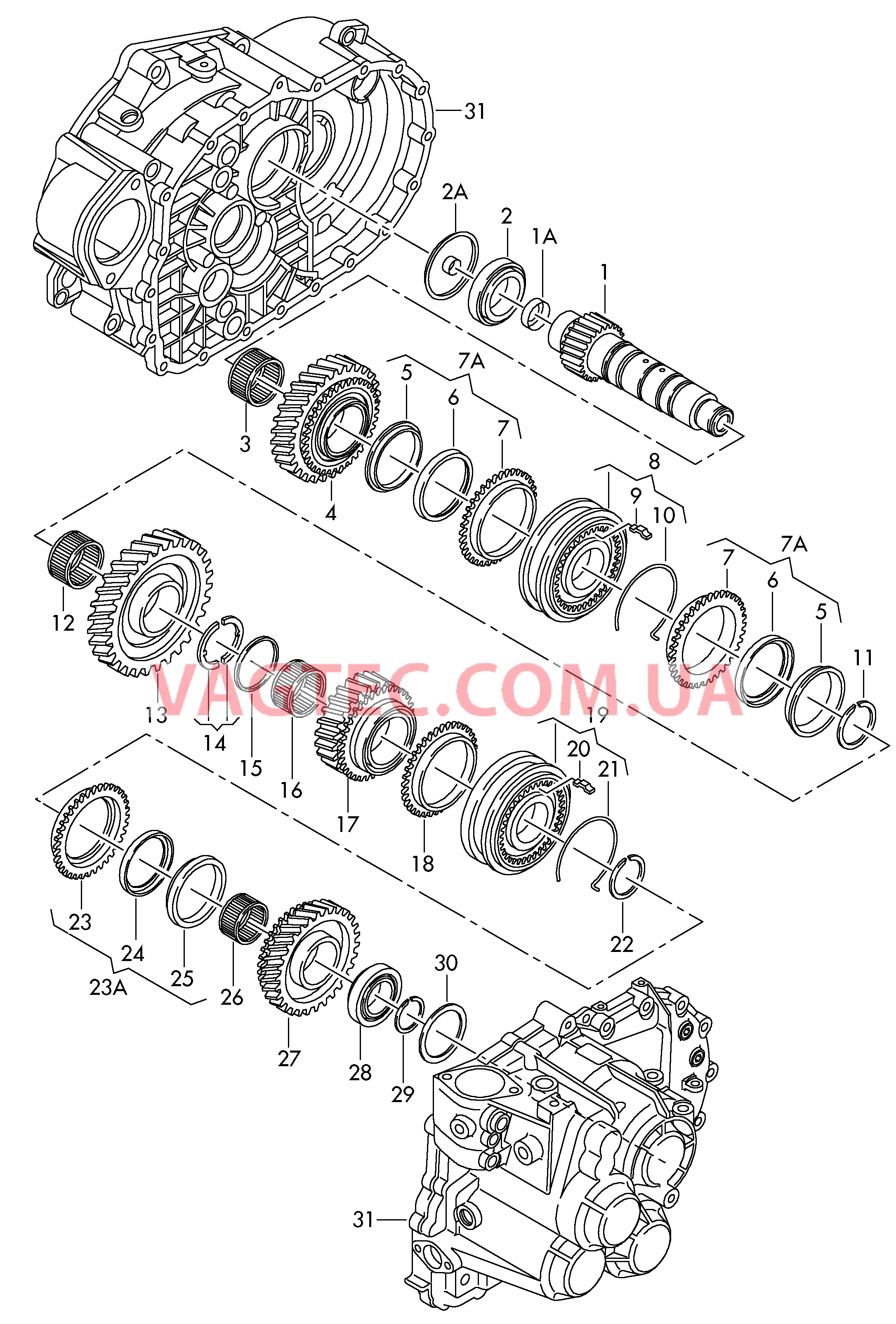 КолEса и валы Ведомый вал 6-ступ. механическая КП  для AUDI A3 2011