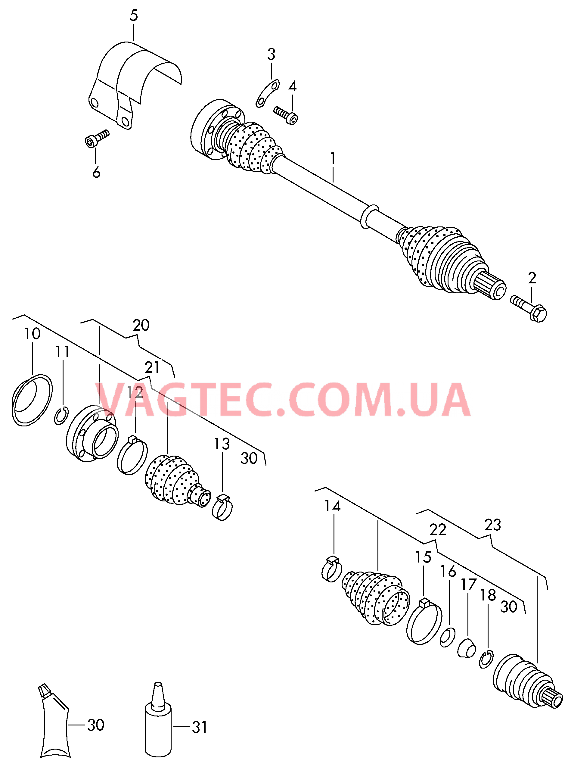 Приводной вал для 6-ступен. механической КП  для VOLKSWAGEN PACC 2010