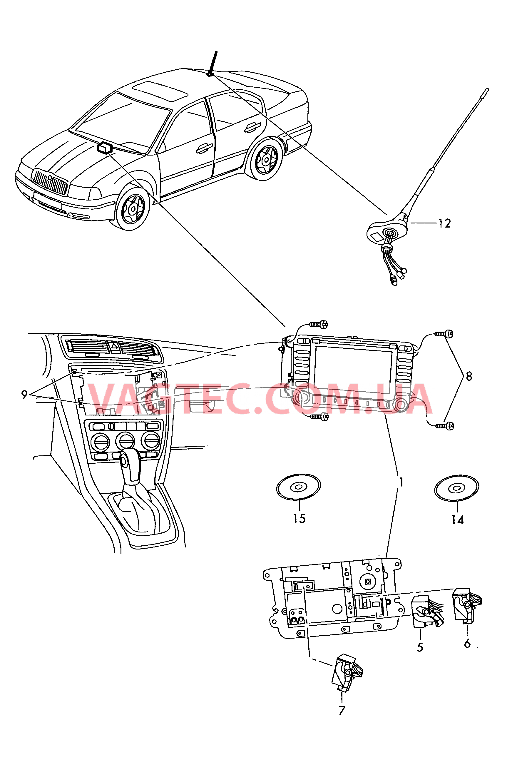 Электрические детали для системы навигации  Магнитола  для SKODA Octavia 2009-1