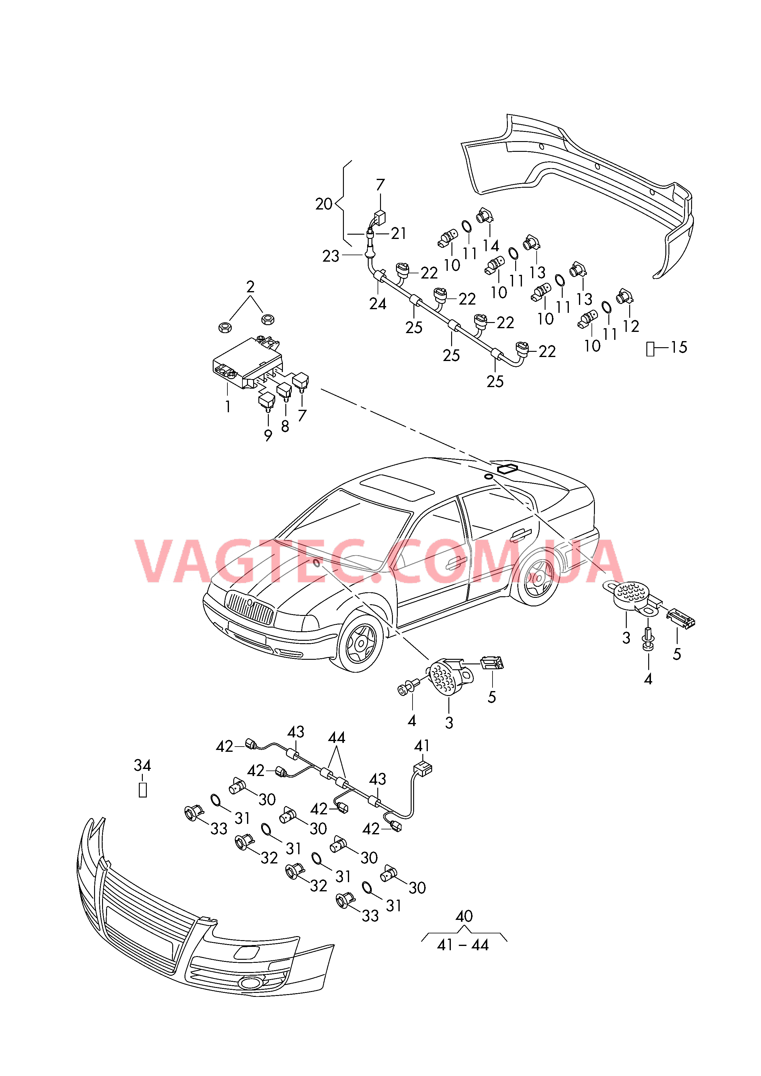 Парковочный ассистент  F 1Z-AB150 000>>* F 1Z-AC006 000>>* F 1Z-AD150 000>>* F 1Z-AK150 000>>* F 1Z-A2006 000>>* F 1Z-A8006 000>>* F 1Z-9A151 860>>* для SKODA Octavia 2009-1