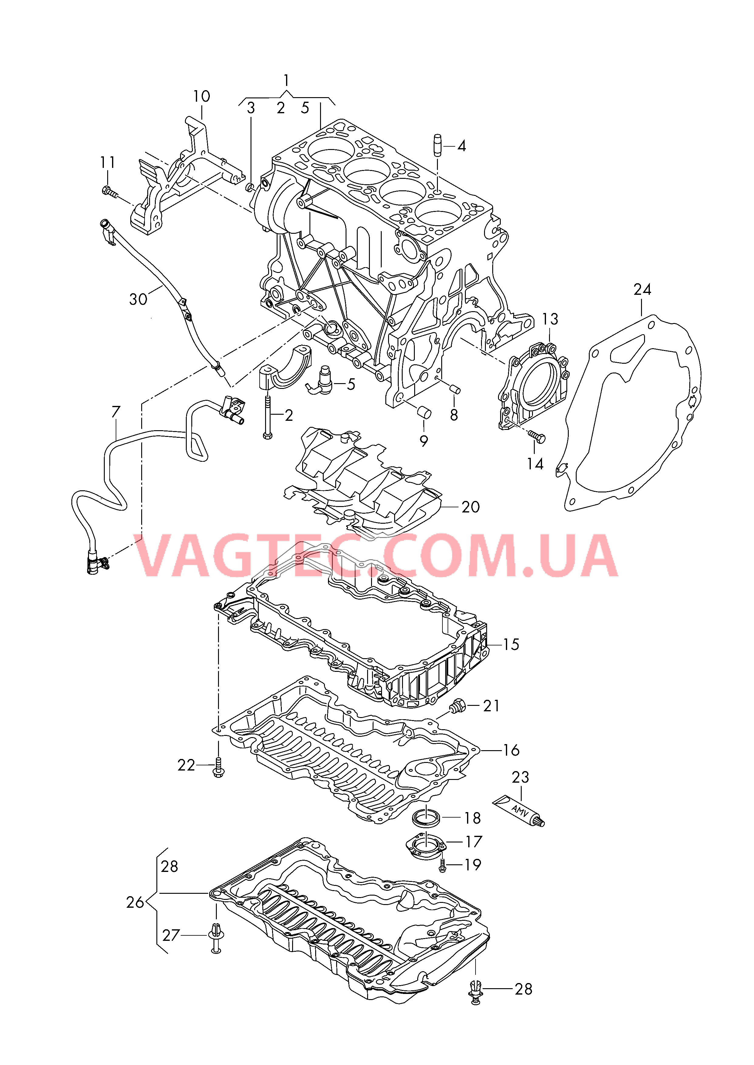 Блок цилиндров Масляный поддон  для VOLKSWAGEN GOLF 2015