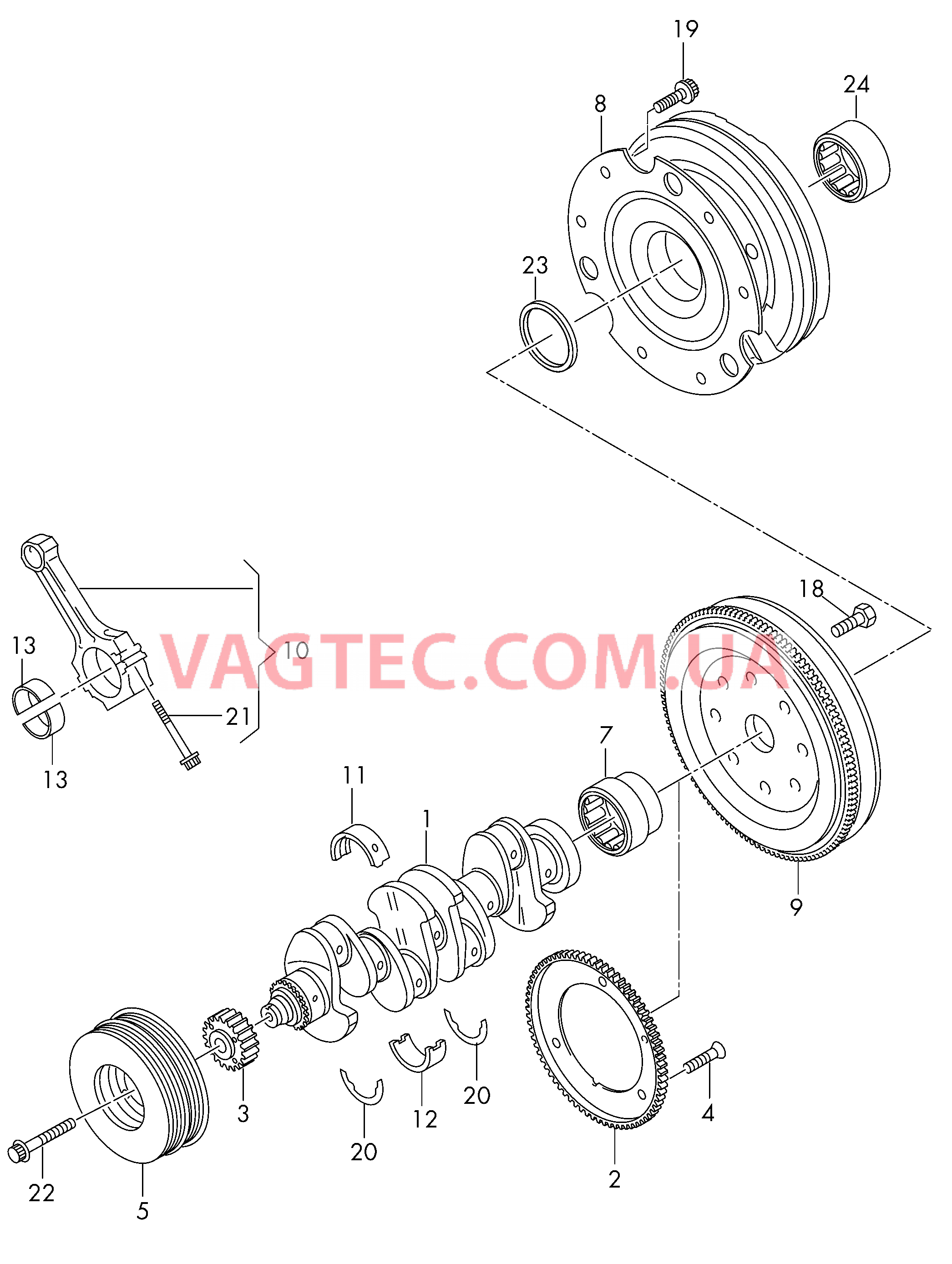 Коленчатый вал Шатун Опора  для AUDI A6Q 2017