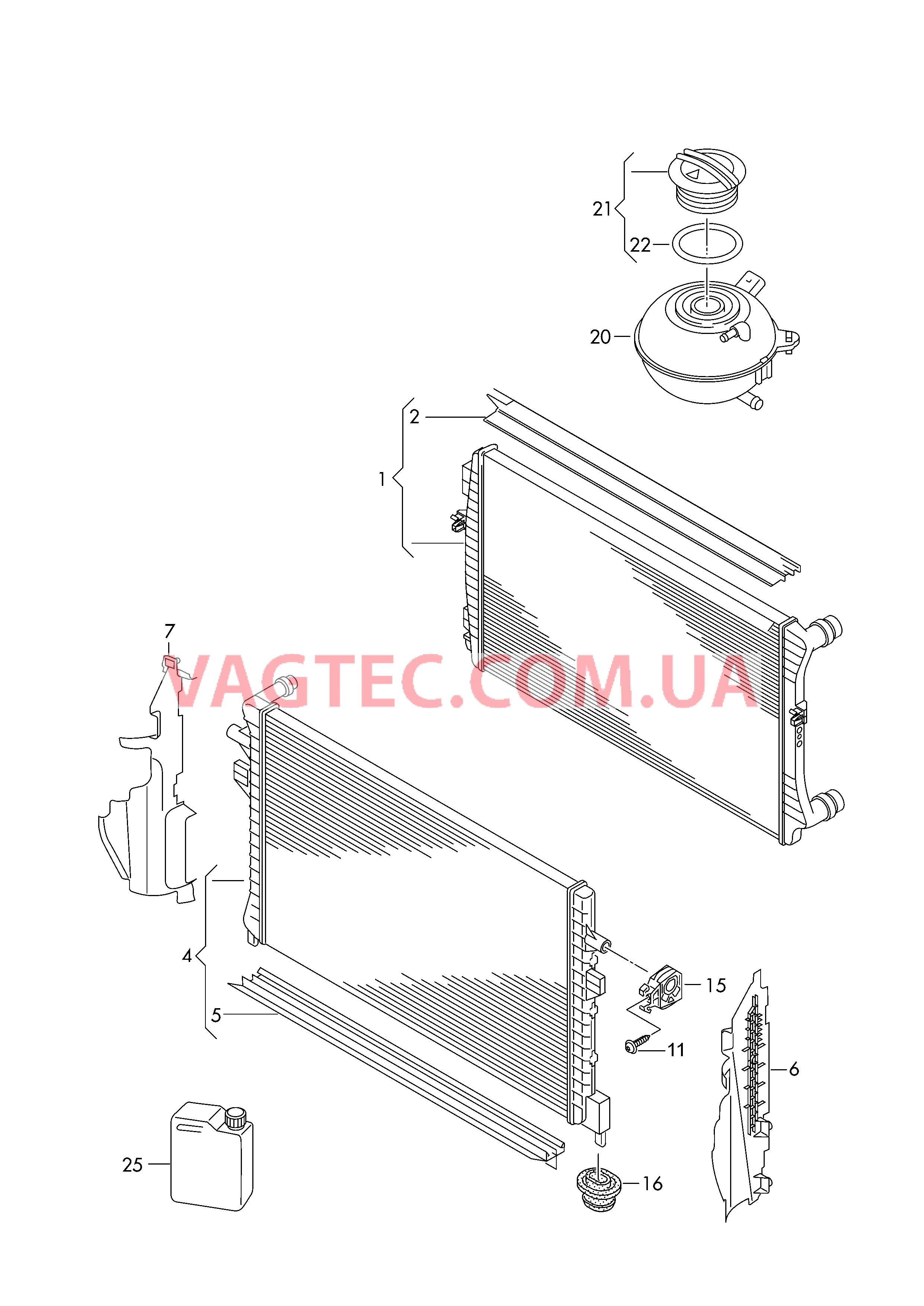 Радиатор охлаждающей жидкости Дополнительный радиатор ОЖ Бачок, компенсационный  для VOLKSWAGEN GOLF 2017