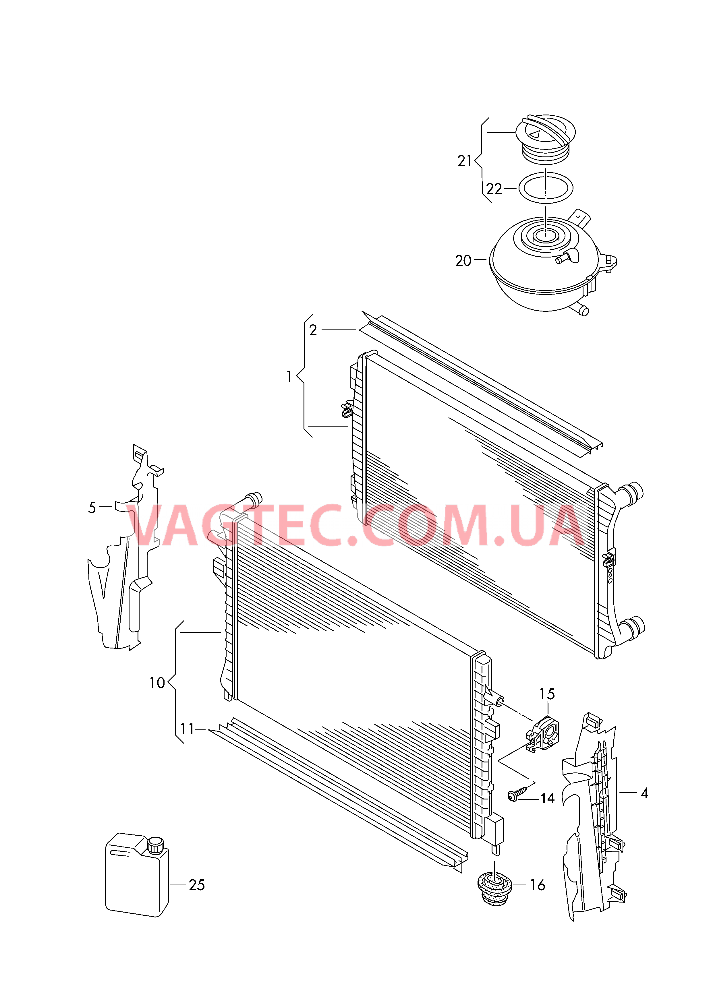 Радиатор охлаждающей жидкости Дополнительный радиатор ОЖ Бачок, компенсационный  для VOLKSWAGEN Touran 2016