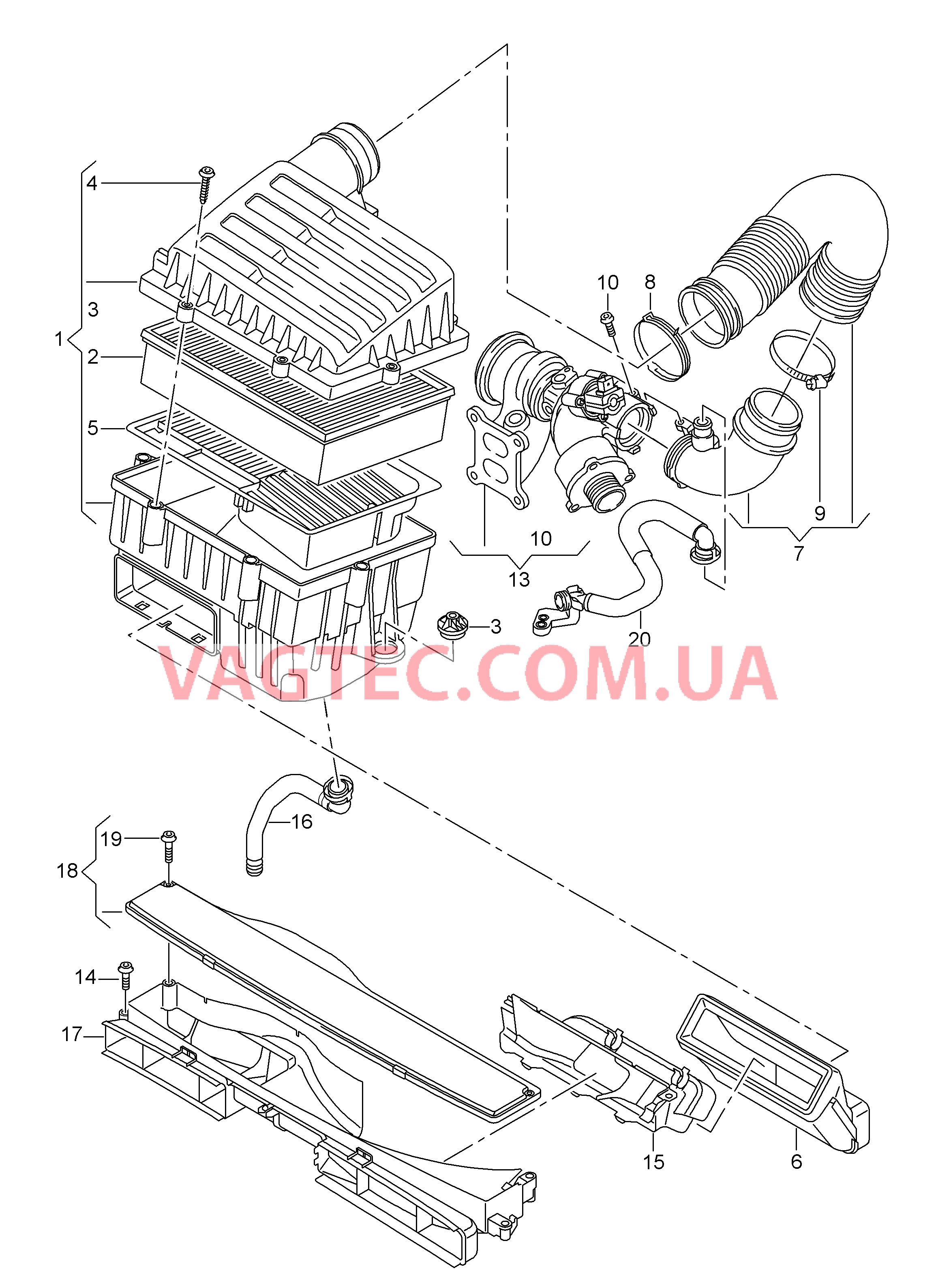 Возд. фильтр с сопутств. деталями  для AUDI A3 2013-1