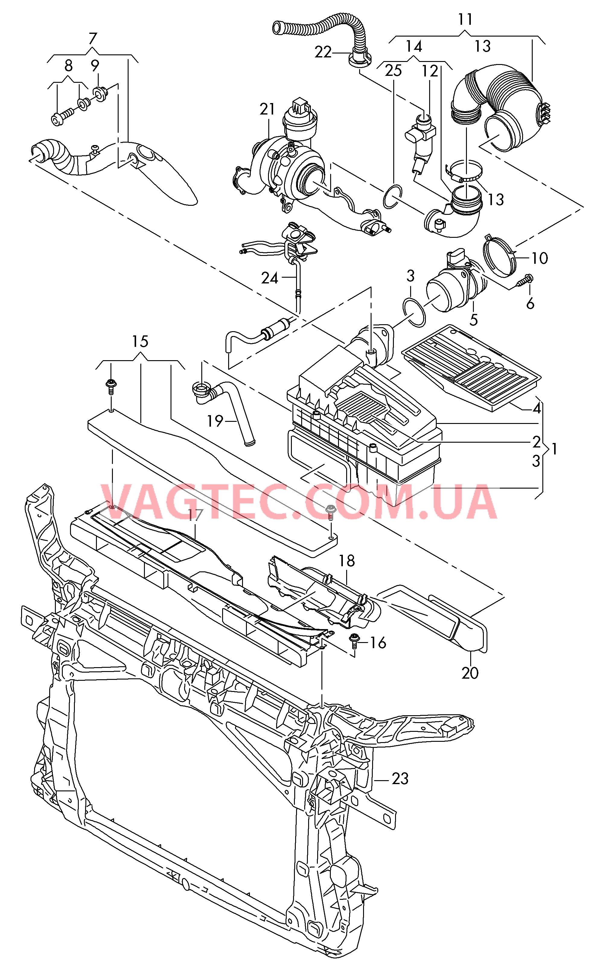 Возд. фильтр с сопутств. деталями  для VOLKSWAGEN GOLF 2014-1