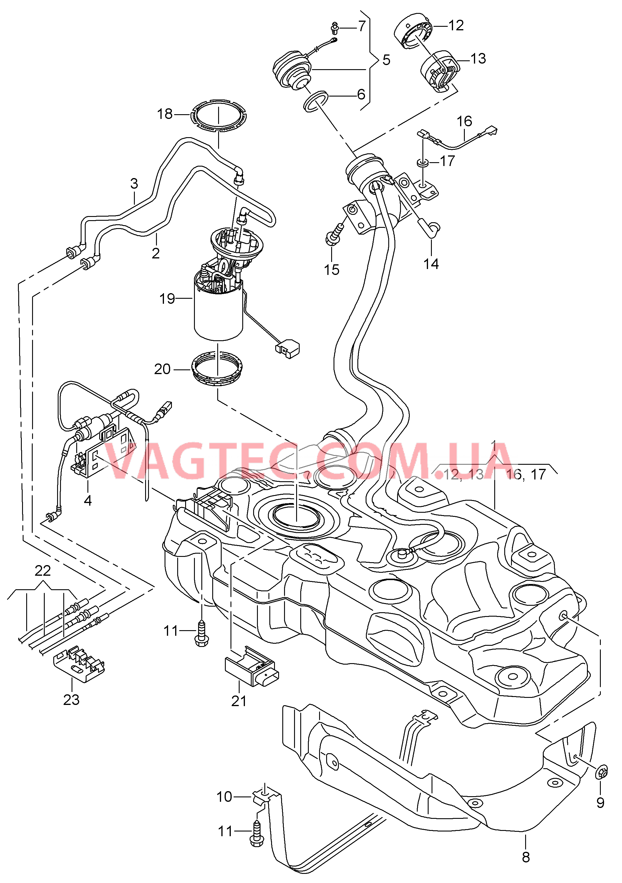 Топливный бак с навесными деталями  для SEAT Leon 2014