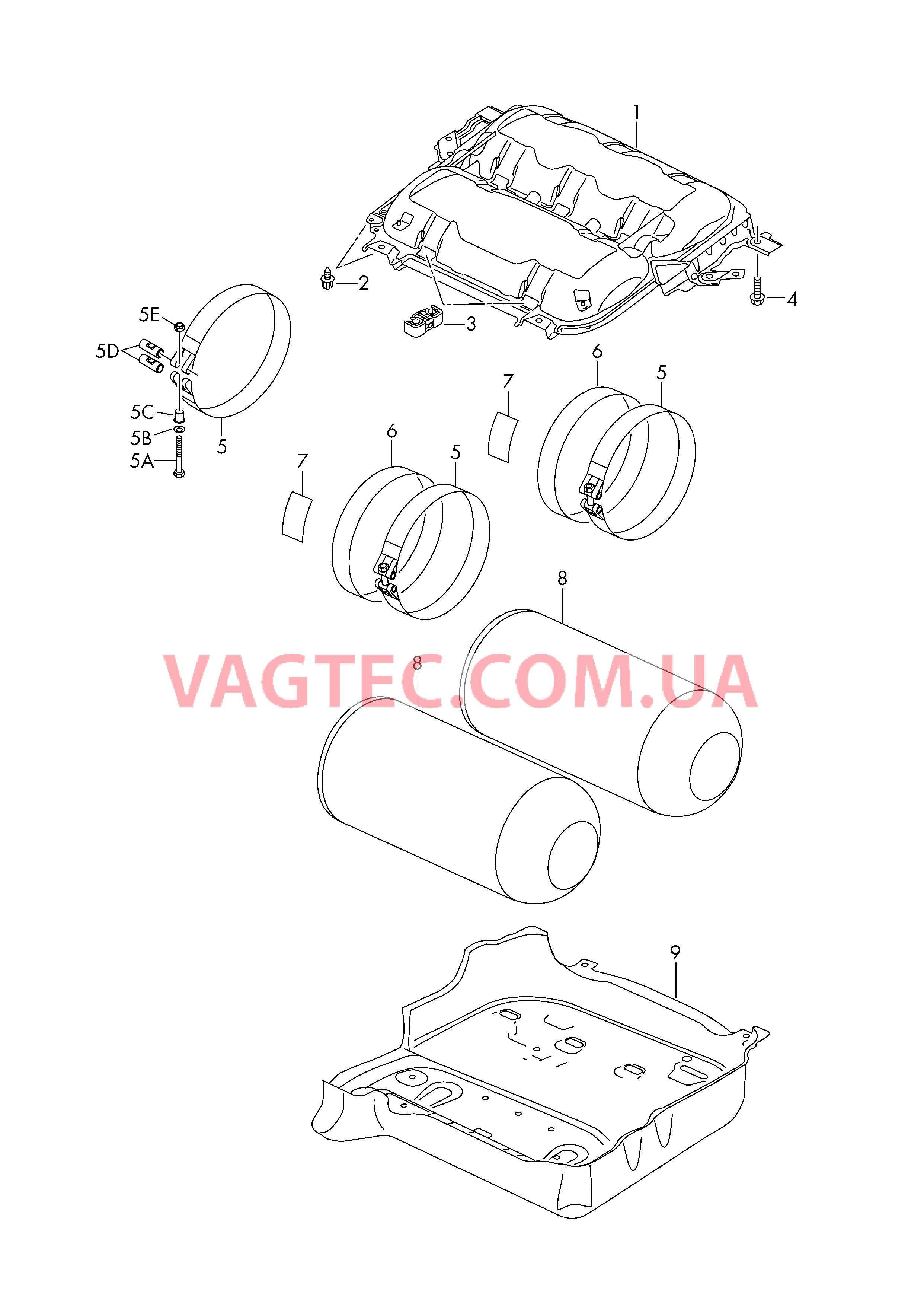 Cистема питания газом Гнездо Cтяжной хомут Облицовка днища  для VOLKSWAGEN GOLF 2017