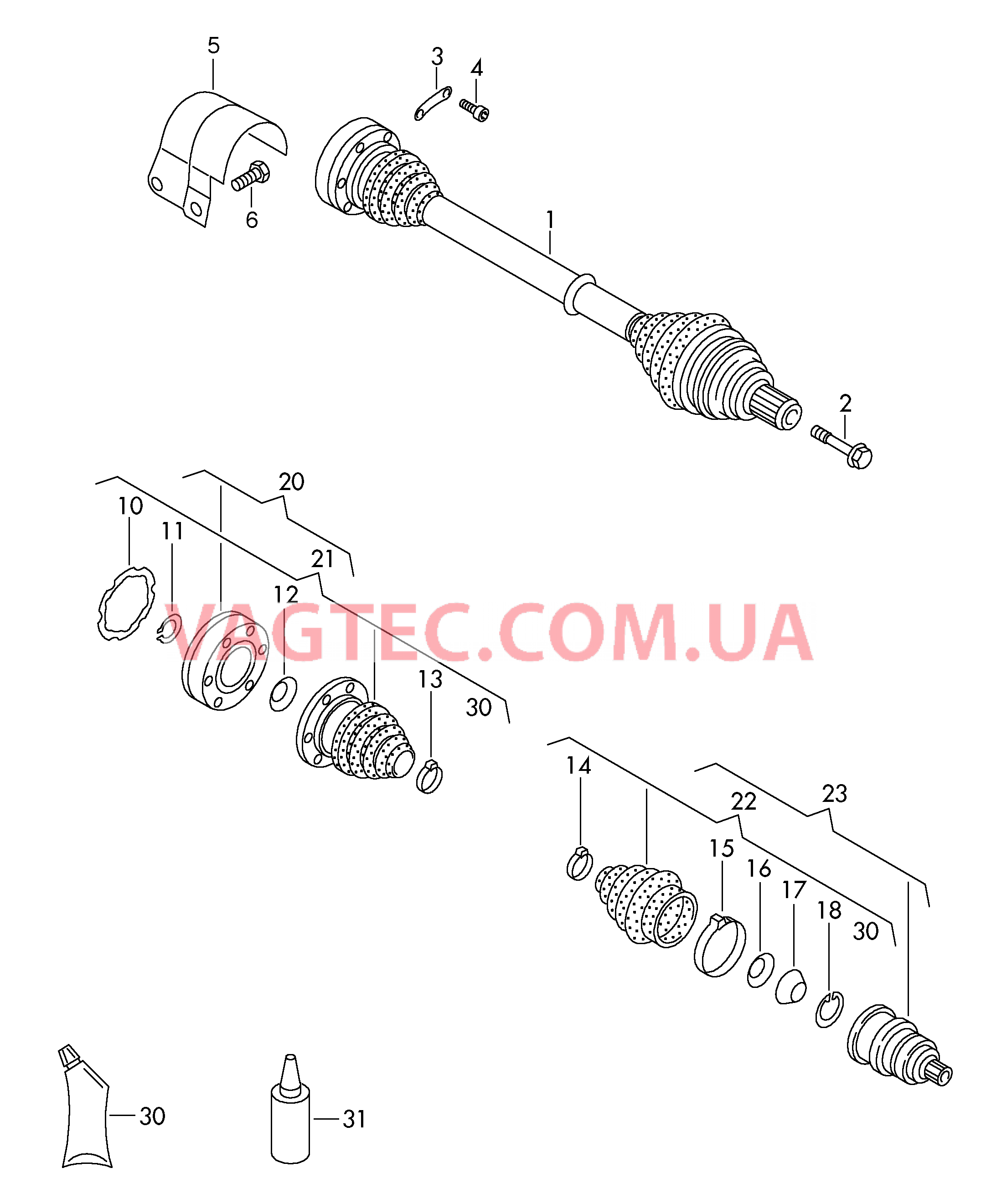 Приводной вал для 6-ступен. механической КП  для VOLKSWAGEN GOLF 2004-1