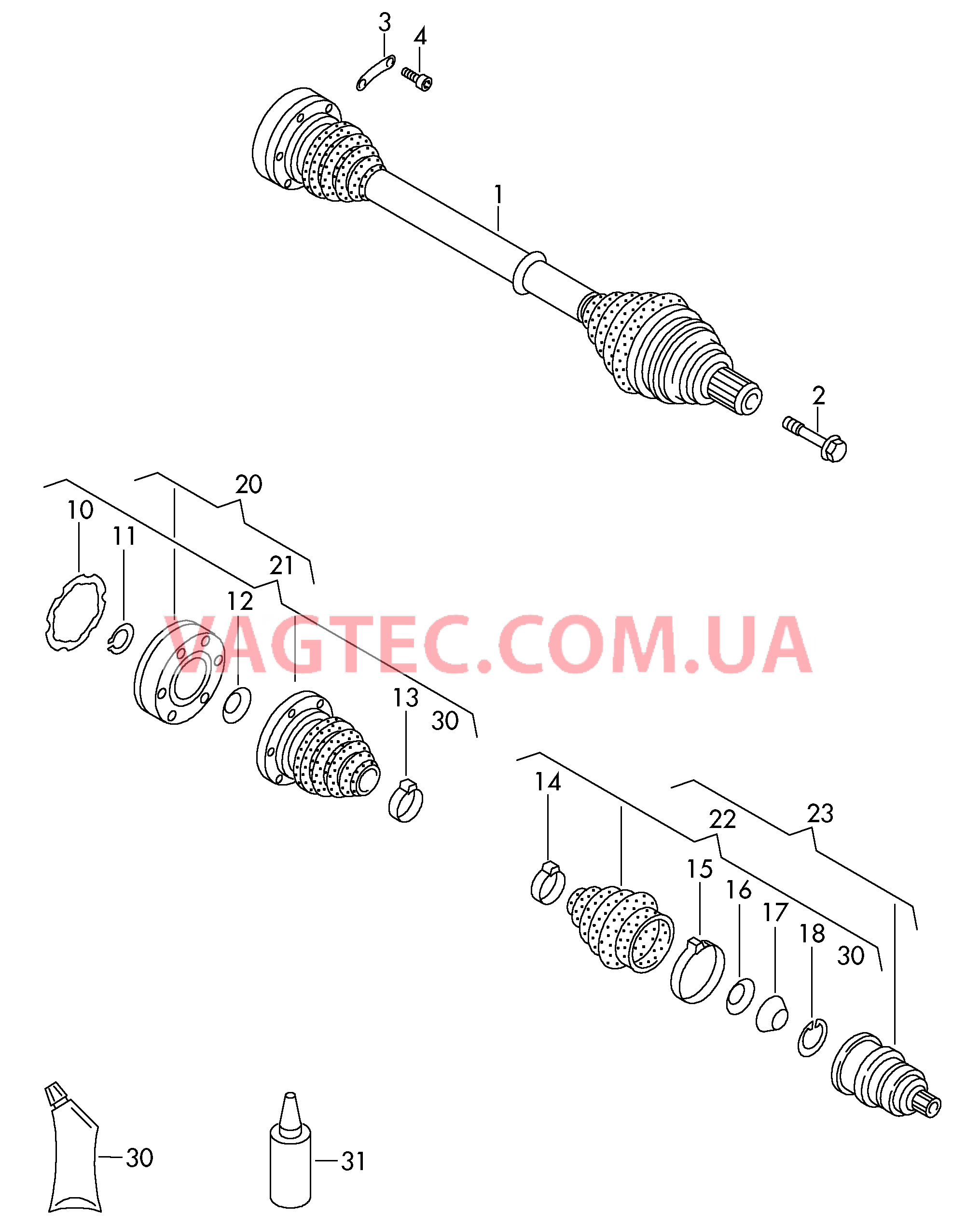 Приводной вал для 5-ступ. механической КП  для VOLKSWAGEN Golf.Plus 2007