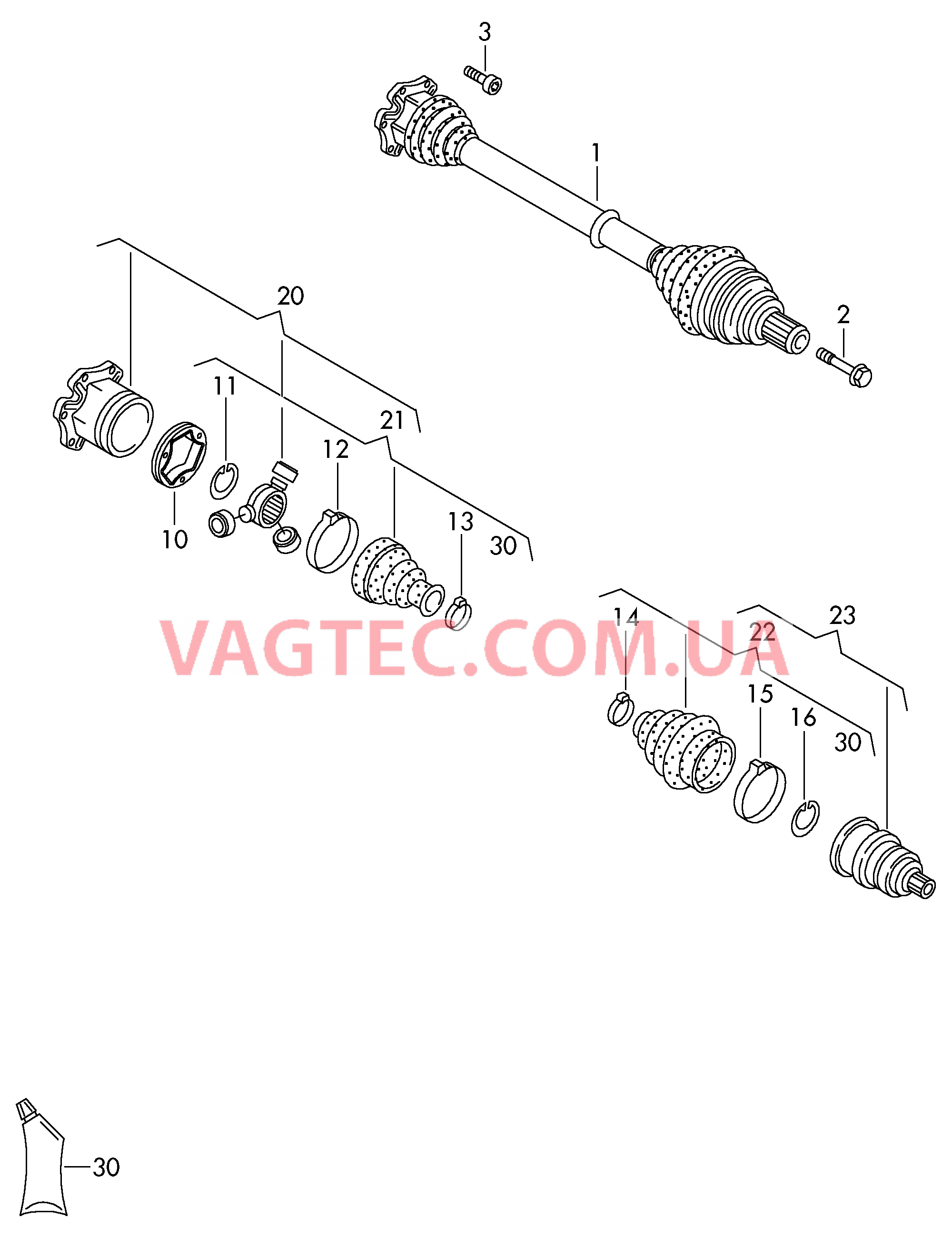 Приводной вал для 6-ступ. КП DSG  для SKODA Octavia 2017