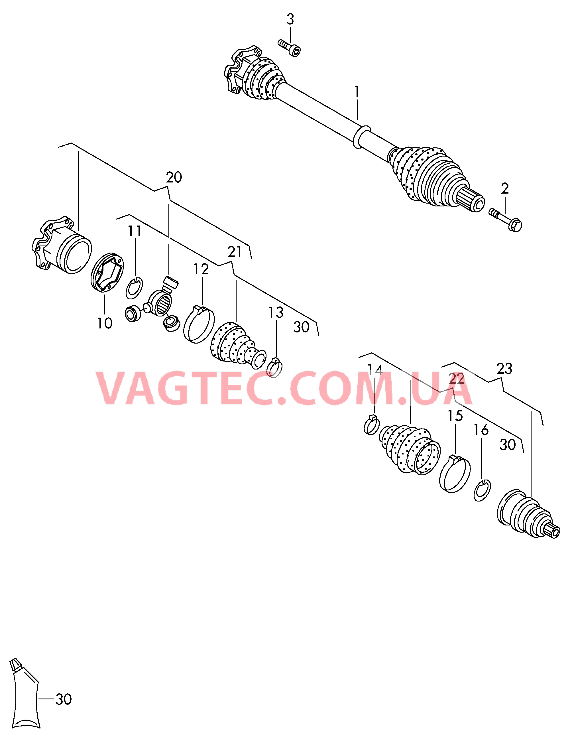 Приводной вал для 6-ступ. КП DSG D - 07.11.2011>> для VOLKSWAGEN Touran 2013