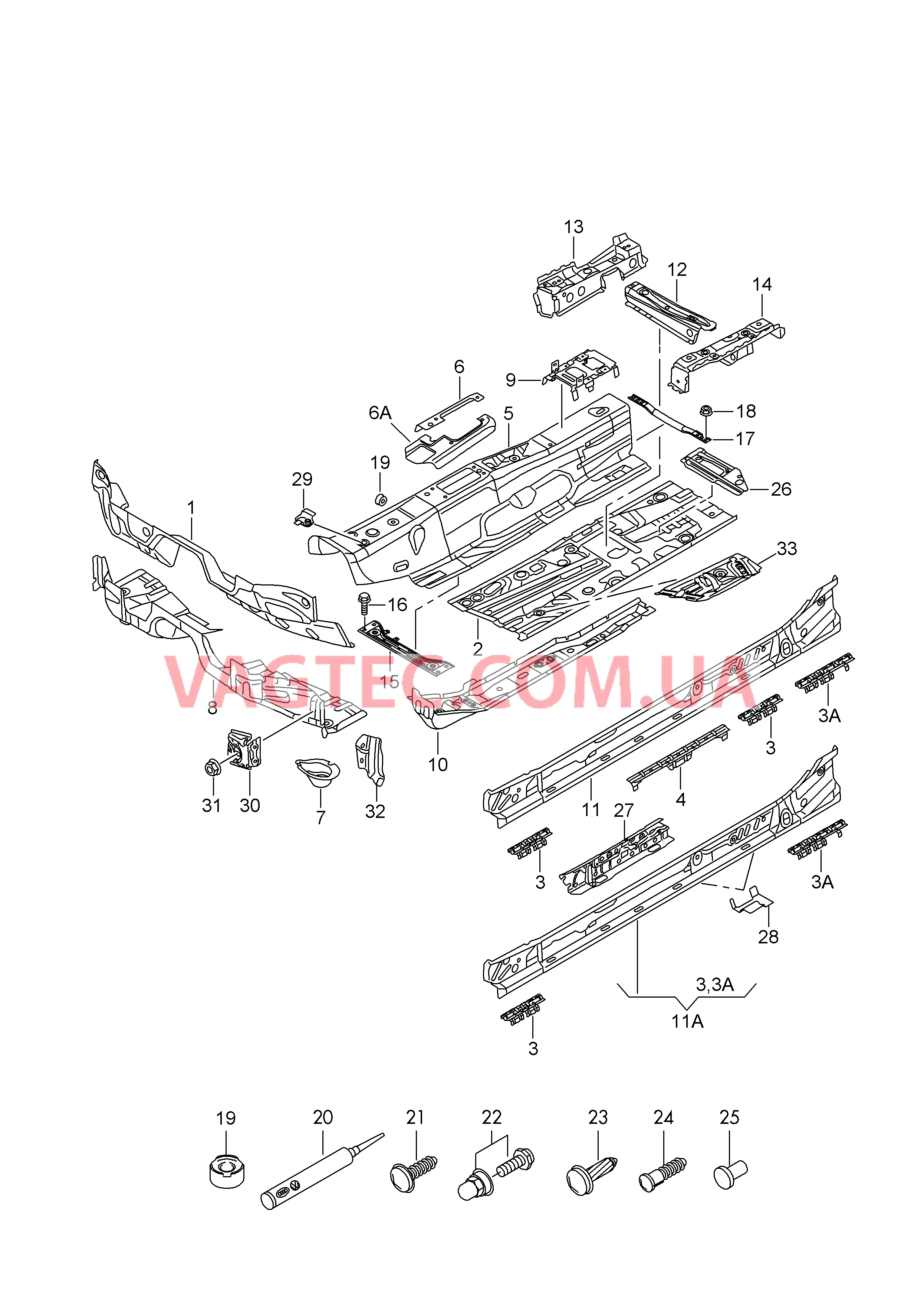 Панель пола  для AUDI A3 2014