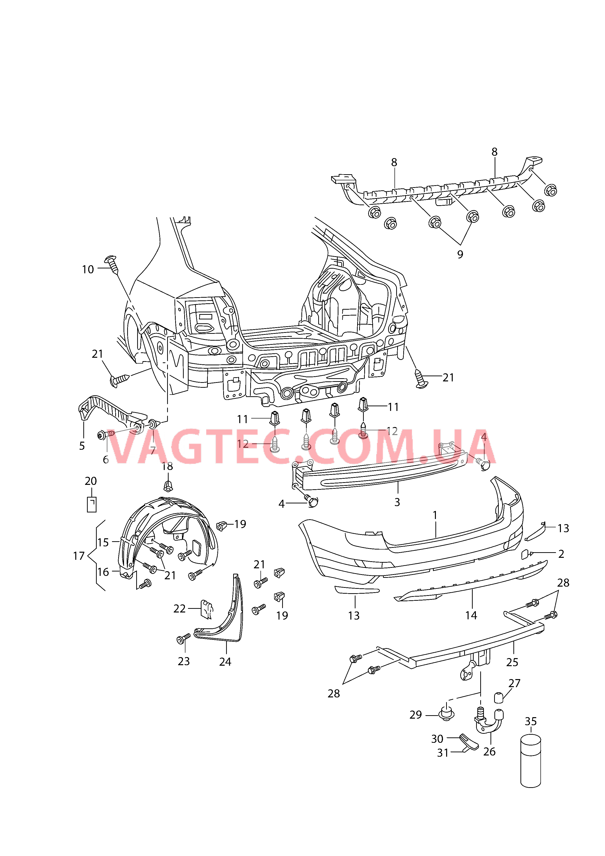 Бампер Пластик локера колесной арки ТСУ (шаровой наконечник)  для SKODA Octavia 2016