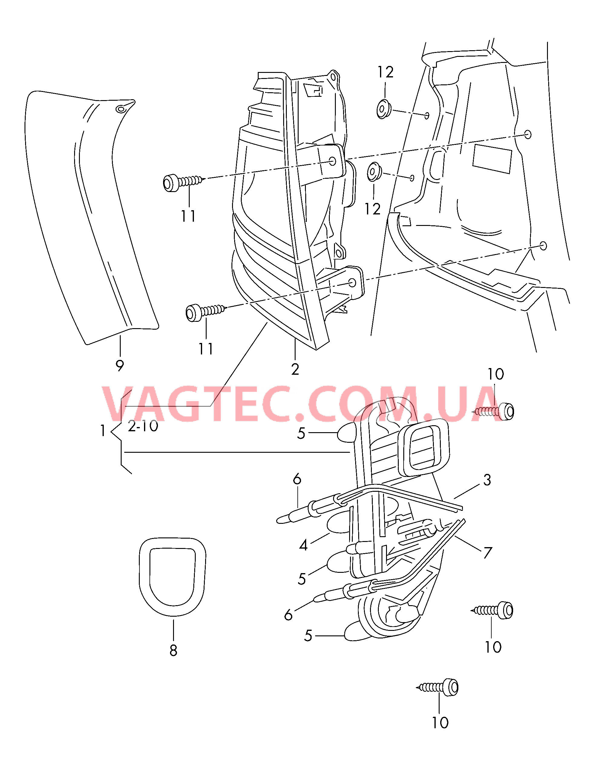 Задн.фонарь с указат.поворота, стоп-сигналом и габаритным огнём, светоотражателем   Задний противотуманный фонарь  для SKODA Octavia 2013-1