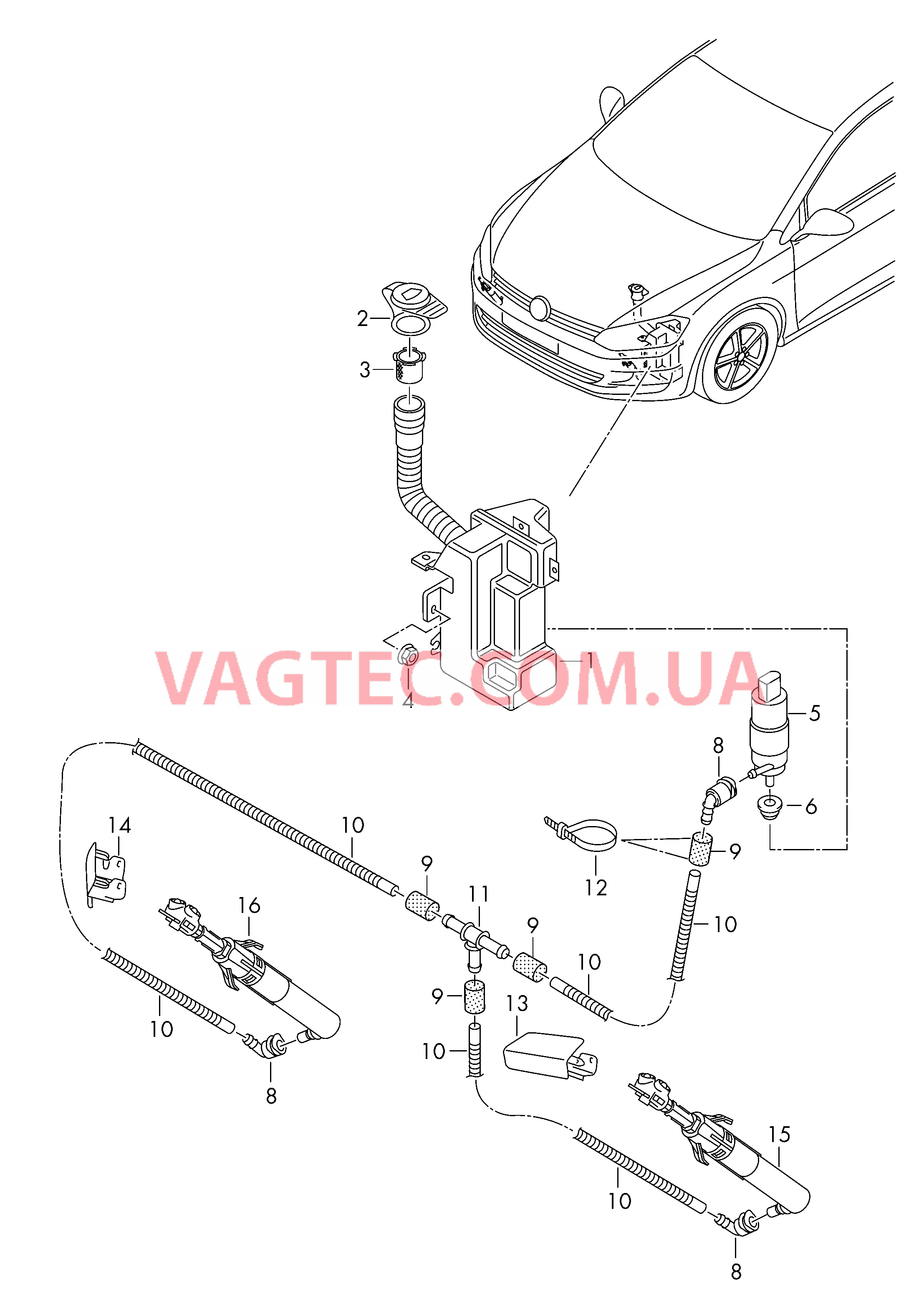 Омыватель фар  для VOLKSWAGEN GOLF 2016