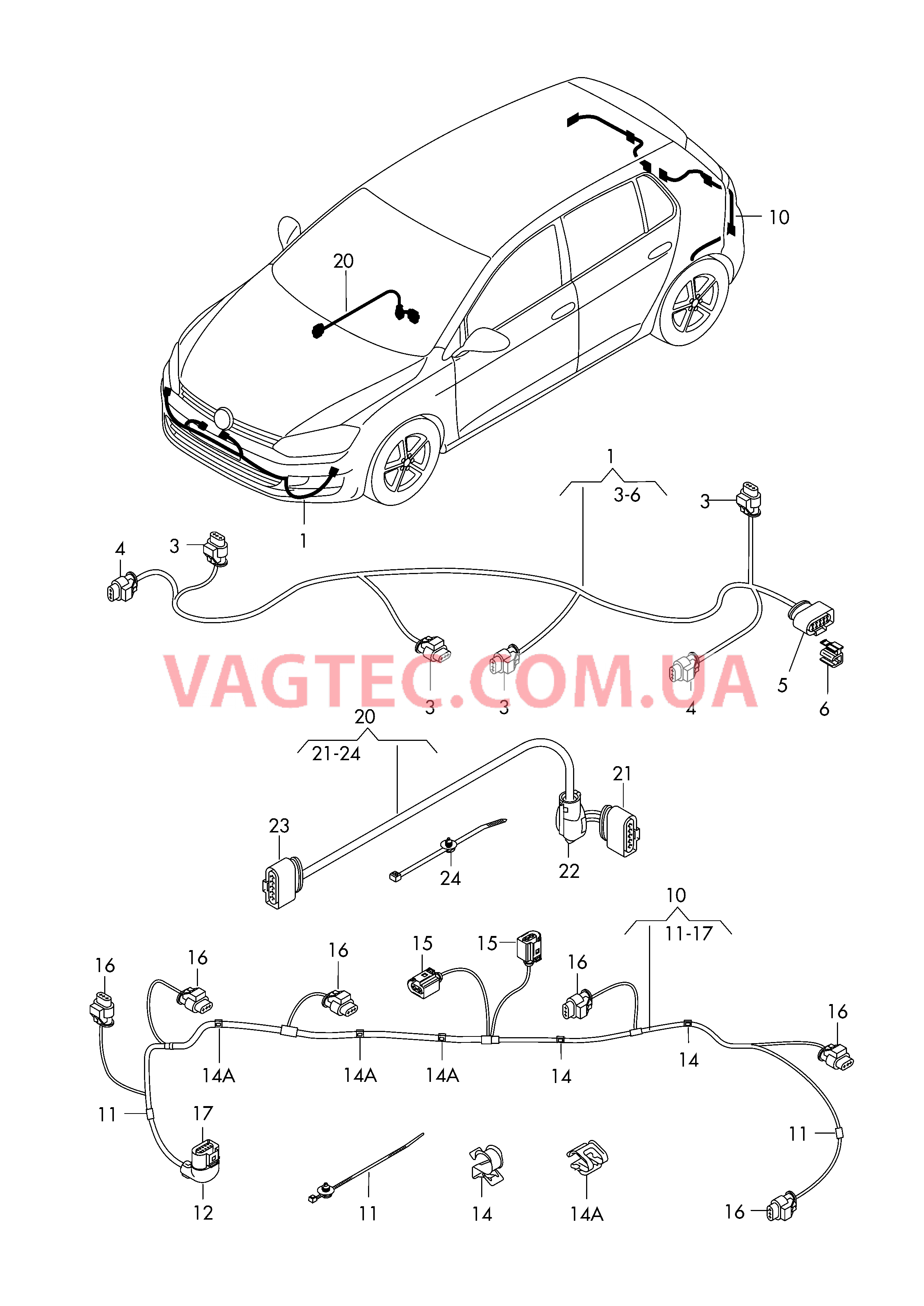 Жгут проводов для бампера Кабель-адаптер Заслонка системы выпуска ОГ  для VOLKSWAGEN GOLF 2015