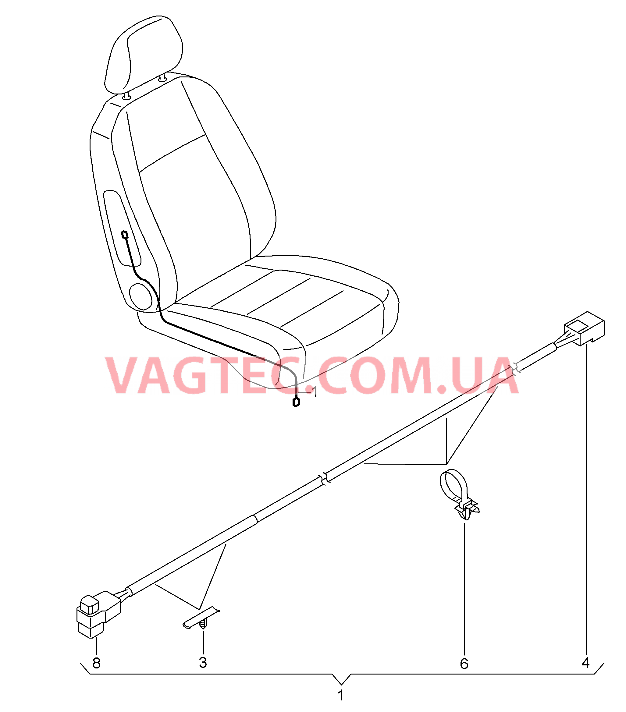 Комплект адаптерных кабелей боковой подушки безопасности  для VOLKSWAGEN Tiguan 2018