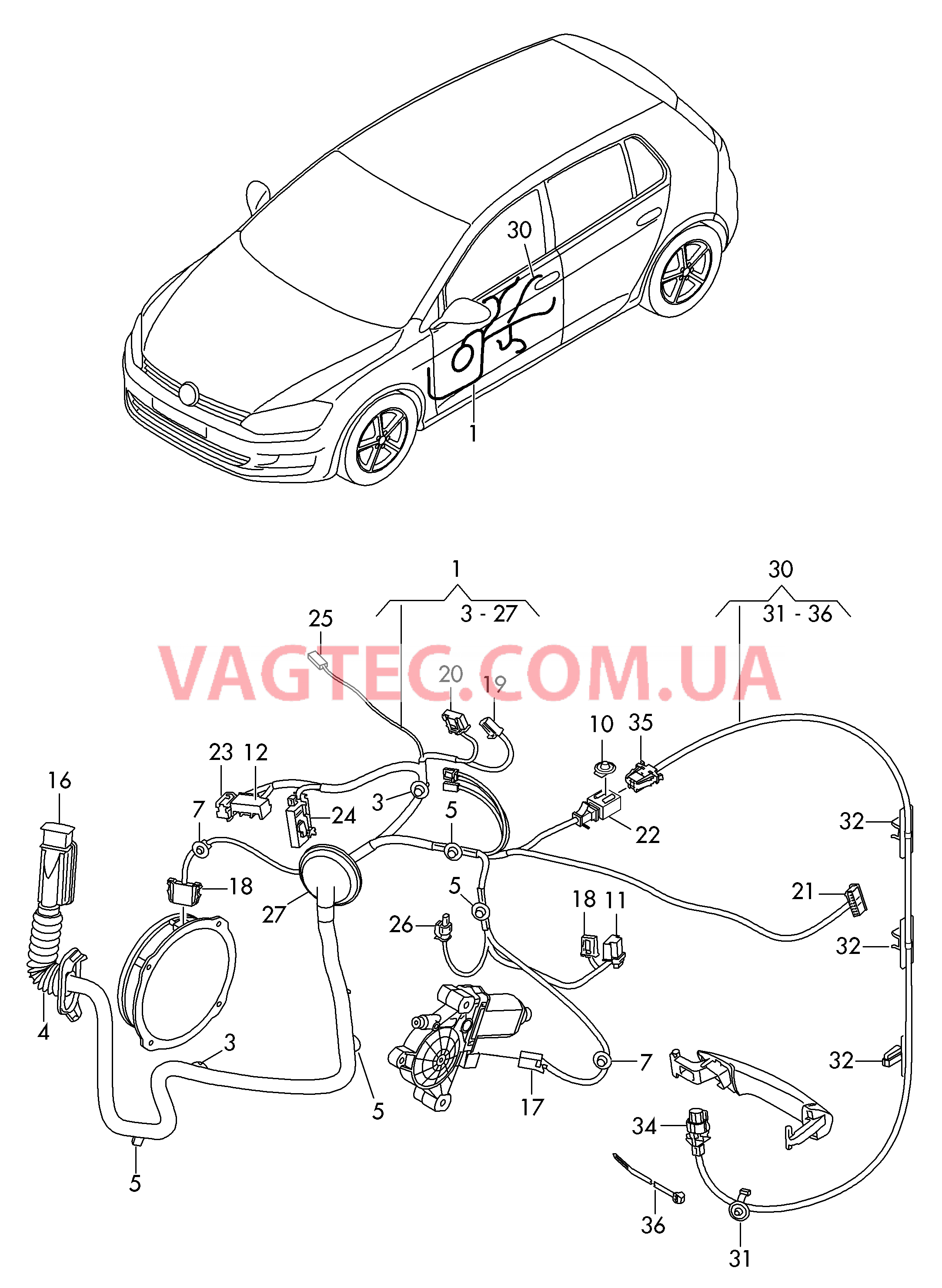Жгут проводов двери  D             >> - 26.05.2014 для VOLKSWAGEN GOLF 2016
