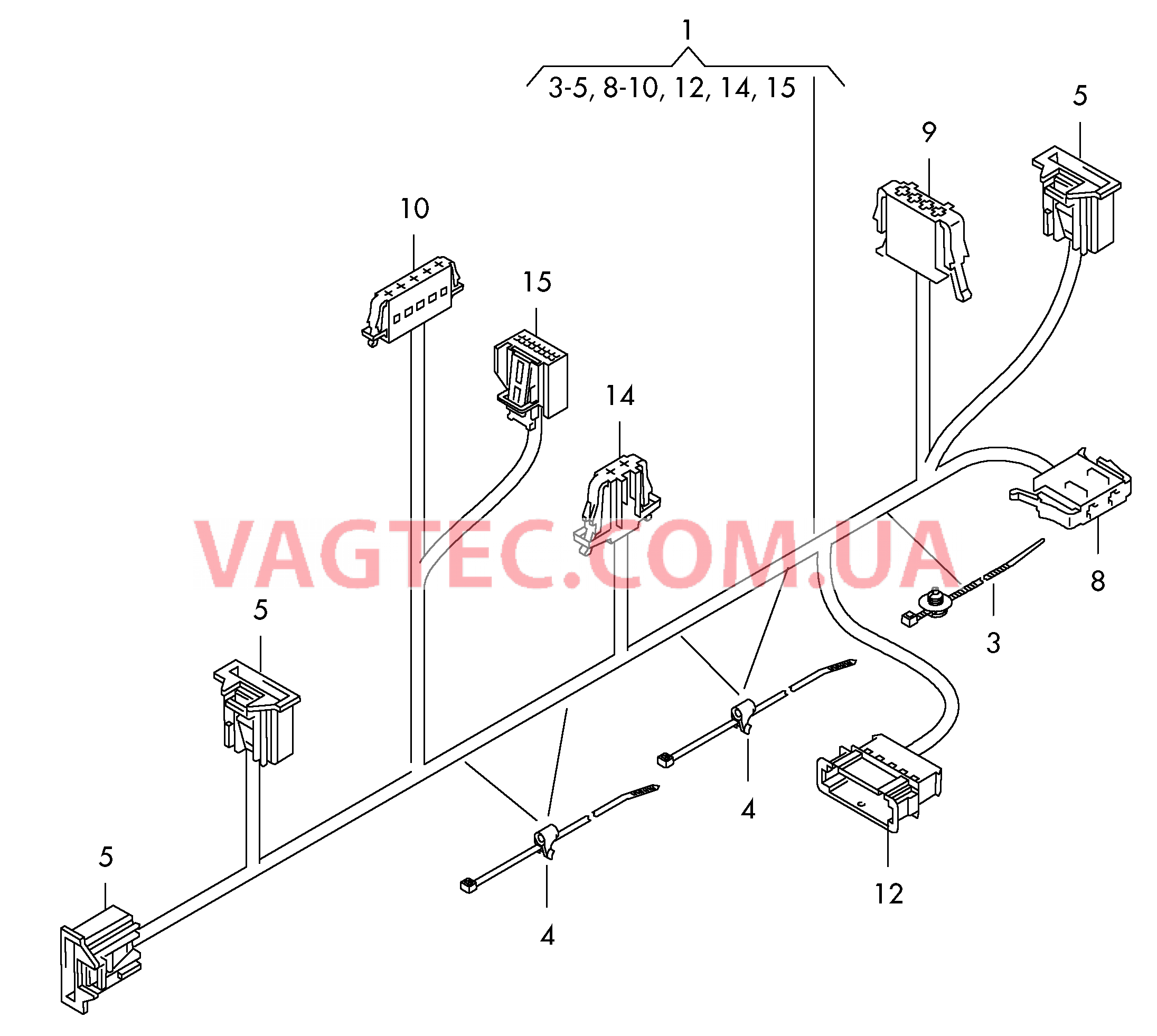 Жгут проводов кондиционера для а/м с полуавтоматич. регулировкой кондиционера  для VOLKSWAGEN Tiguan 2012