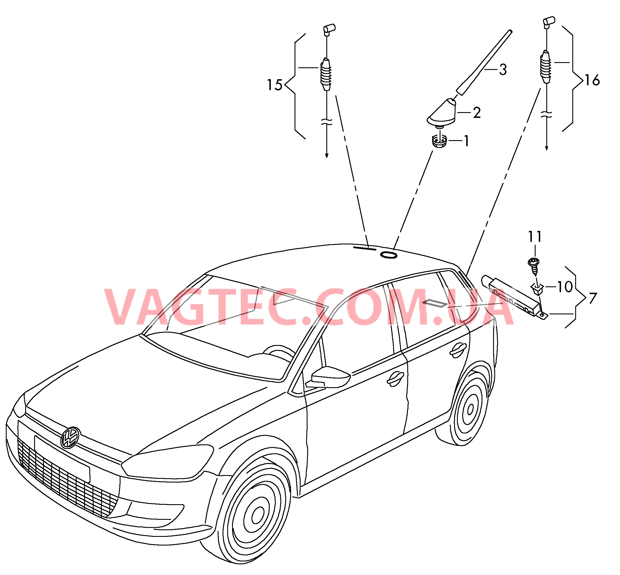 Антенна для крыши Усилитель антенны Помехоподавляющий фильтр  для VOLKSWAGEN Polo 2012-2